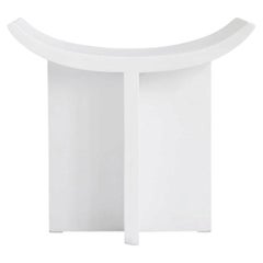 Stool in Bone White Fiber Concrete Contemporary Brutalist Design