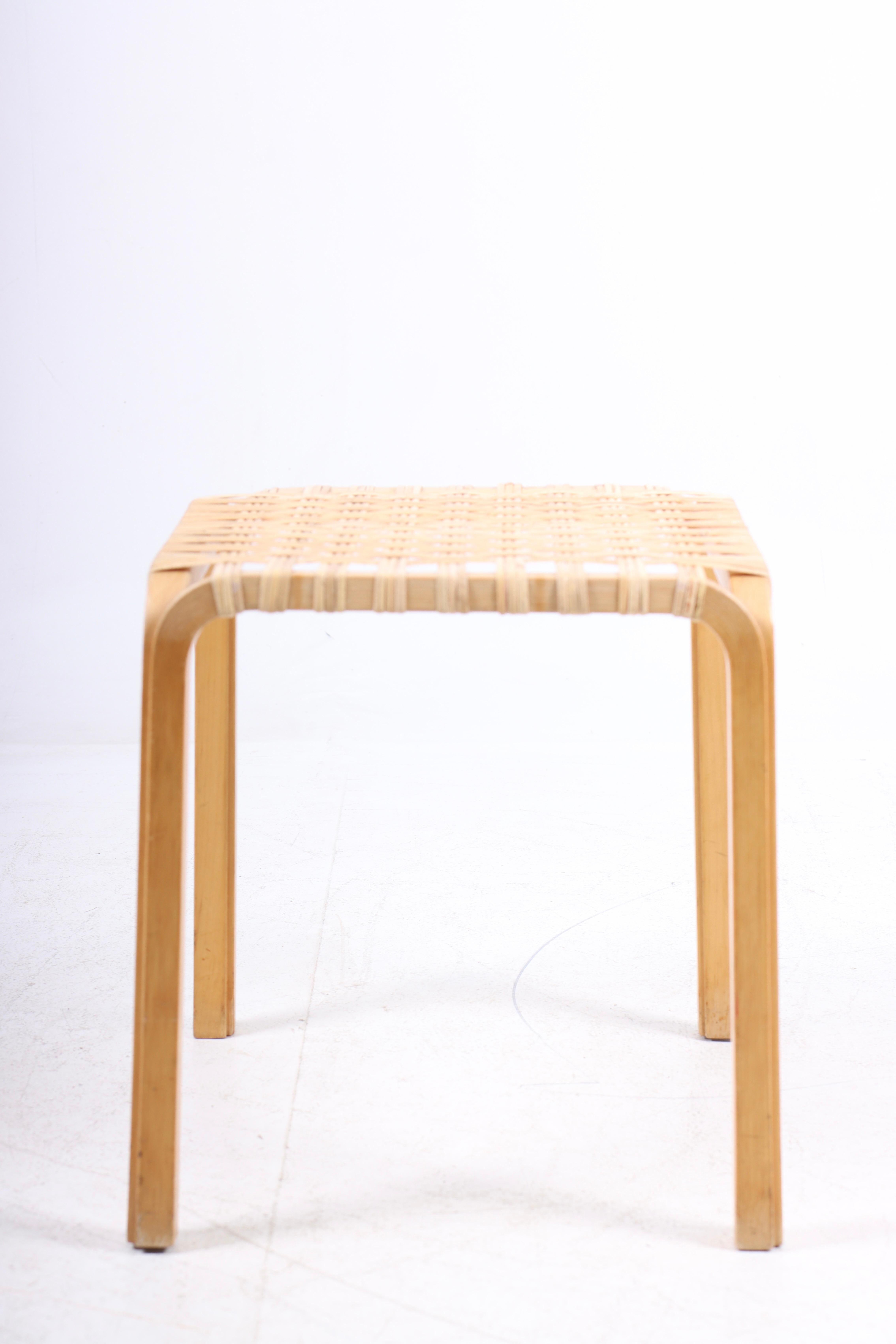 Scandinavian Modern Stool in Cane by Alvar Aalto, 1950s