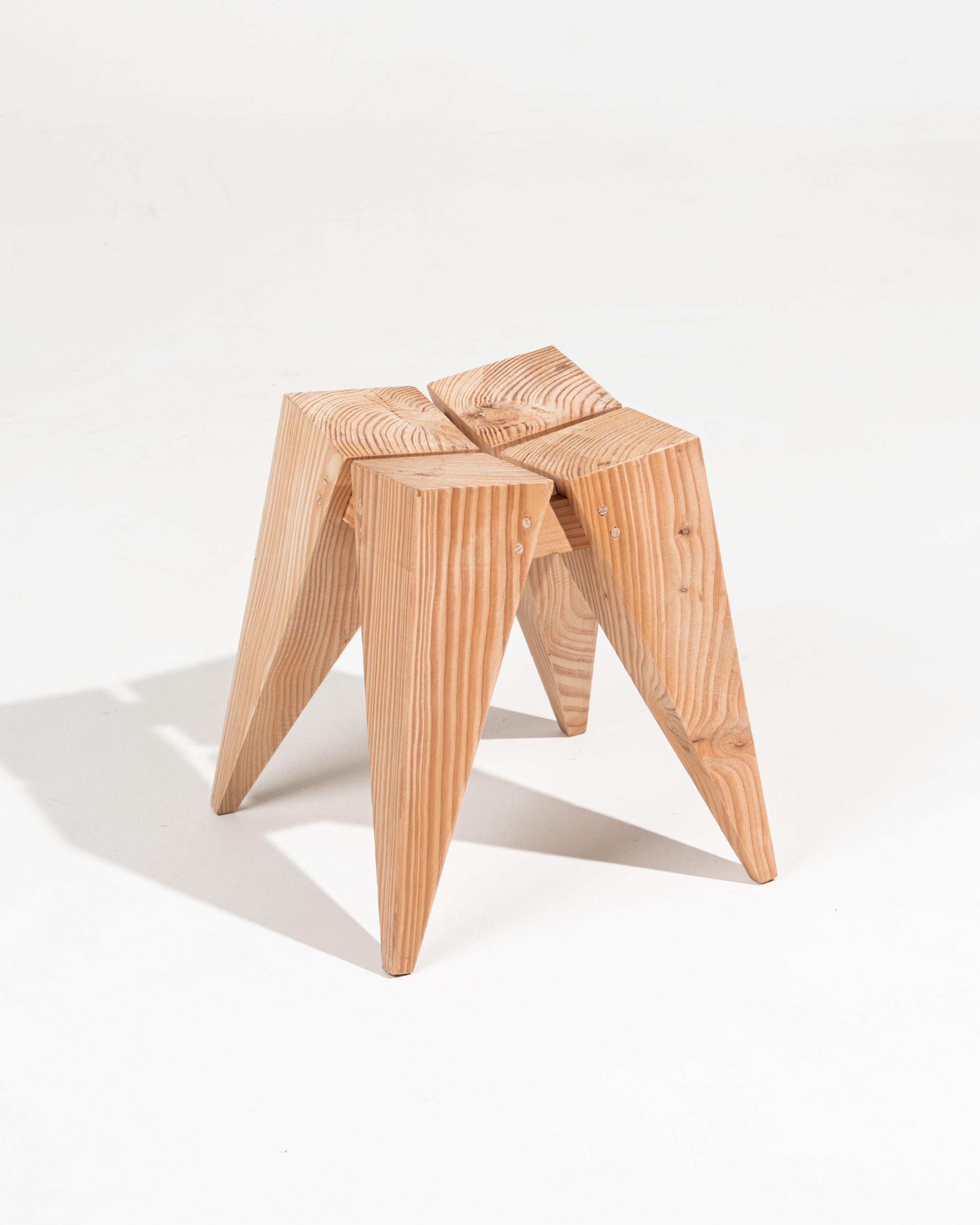 Contemporary Stool in carved wood For Sale
