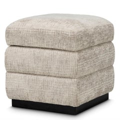 Tabouret en tissu Creststone Beige avec base en Wood Finish