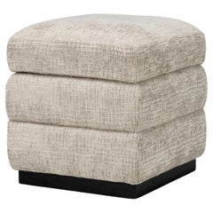 Stool in Creststone Beige Fabric with Wood Finish Base