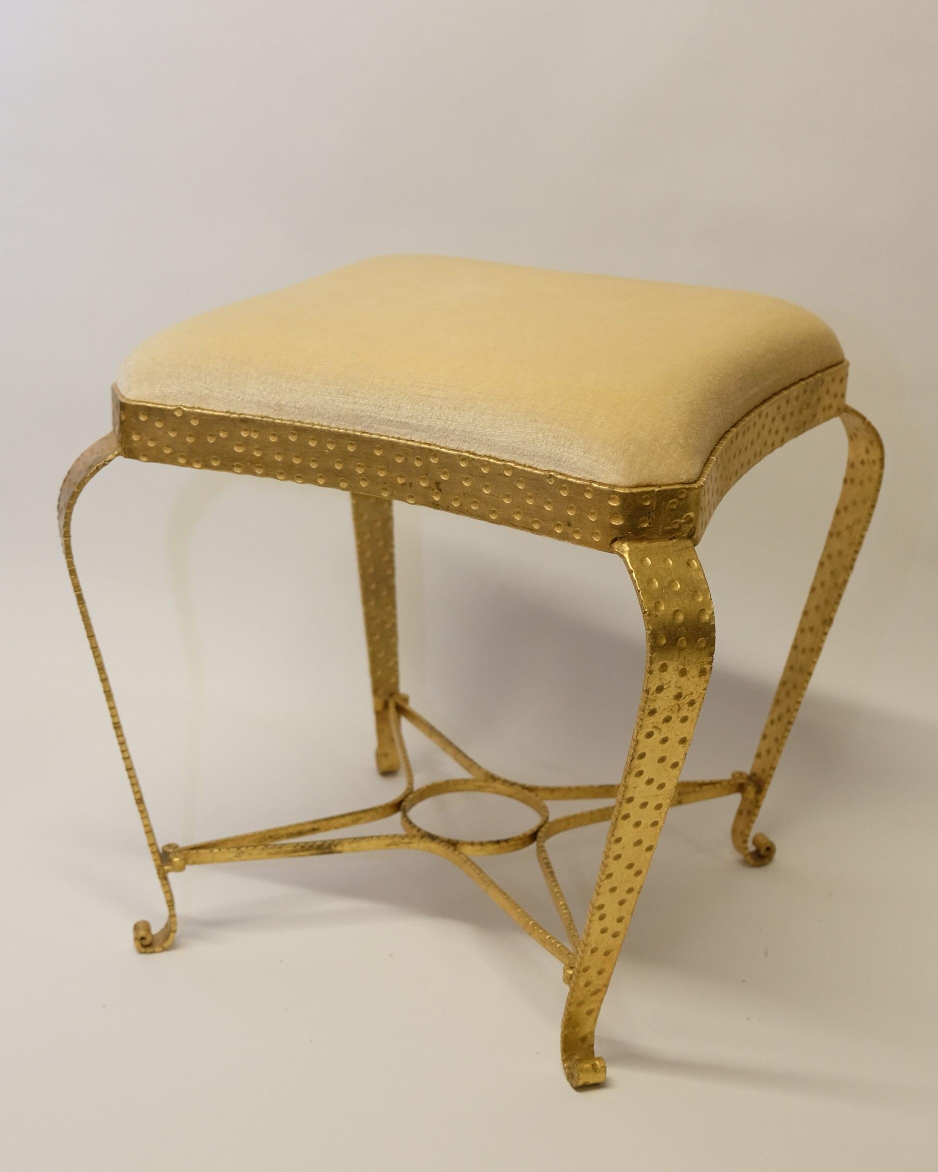 Hammered Stool in Gilt Metal by Pier Luigi Colli, Italy 1950s For Sale