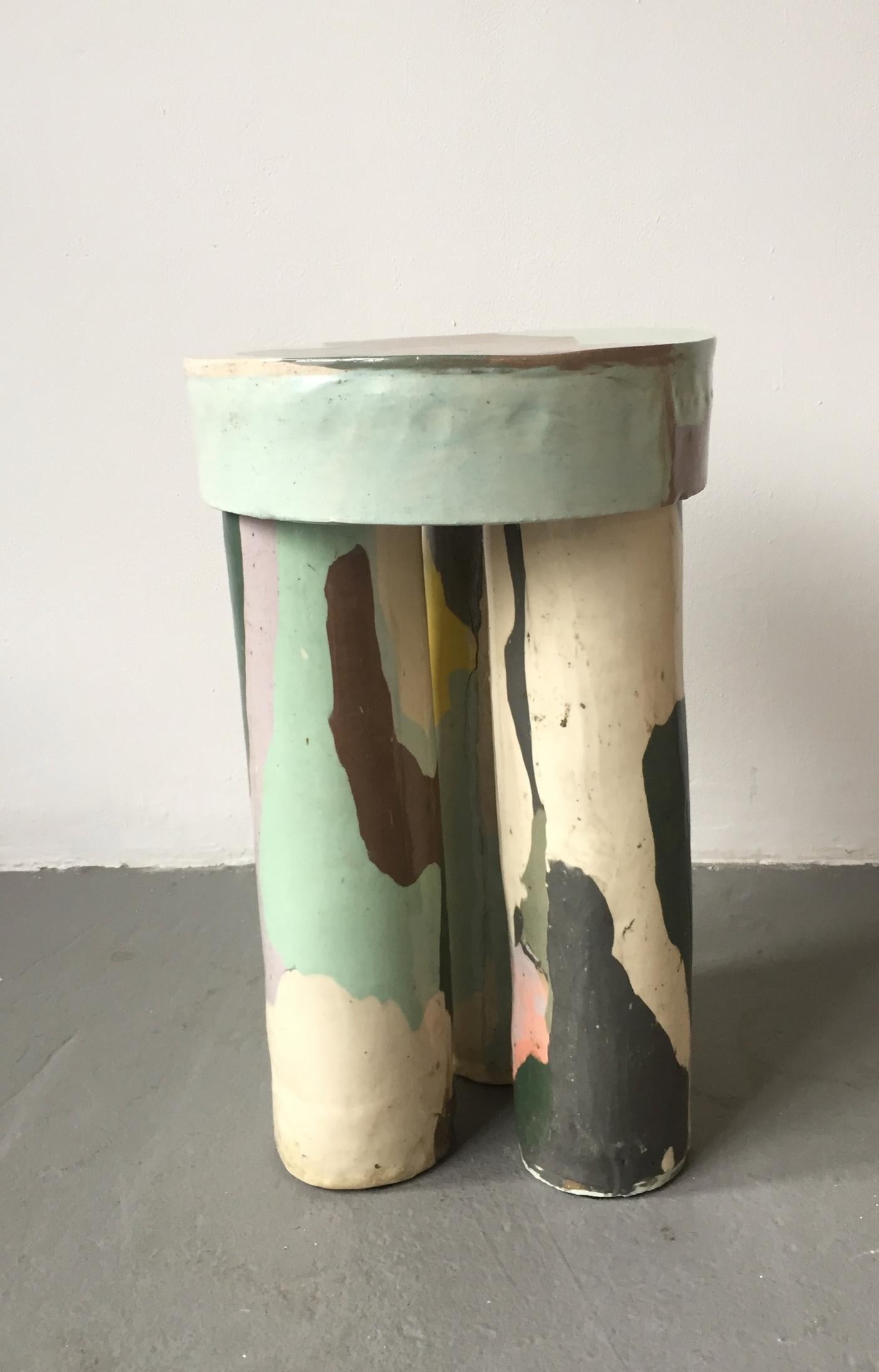 American Stool in Hand-Built Glazed Ceramic by Katie Stout, 2018