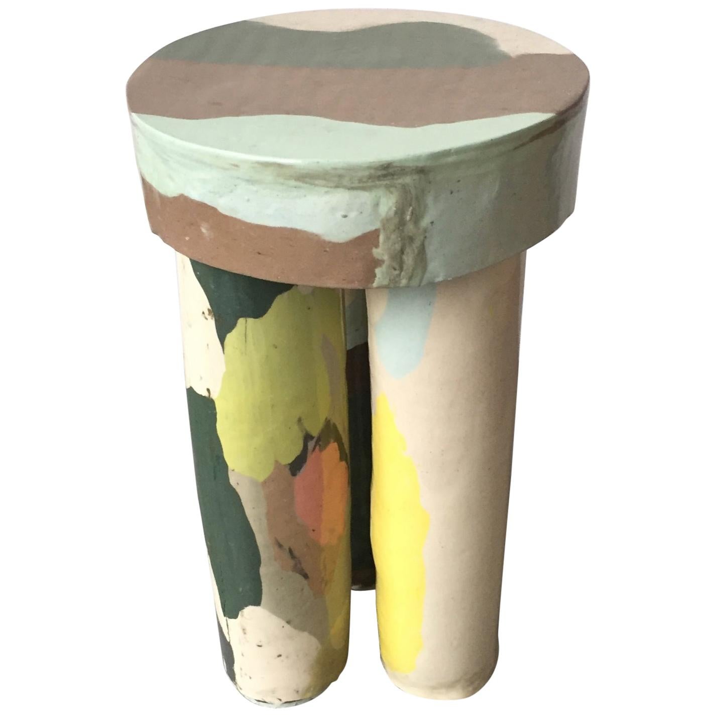 Stool in Hand-Built Glazed Ceramic by Katie Stout, 2018