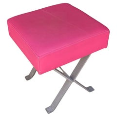  Stool in lacquered Cast Aluminum and Leatherette, circa 1970