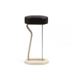 Stool in leather black ClassiCon Bar Stool No. 2 design Eileen Gray