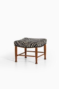 Stool in Mahogany and Reupholstered in Aino Aalto Fabric by Josef Frank, 1950's