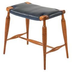 Stool in Mahogany, Brass and Leather by Josef Frank, 1950s