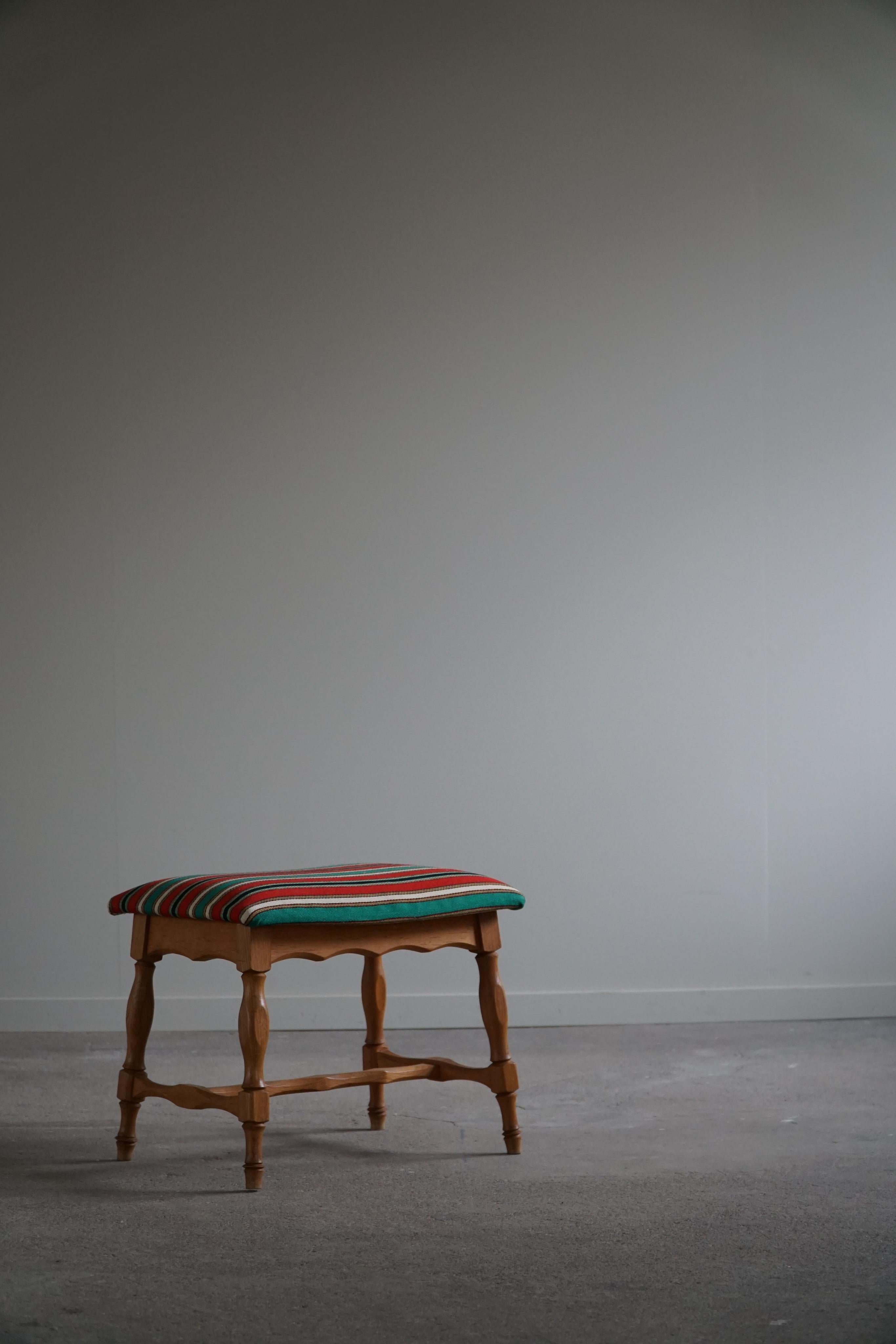 Stool in Oak and Fabric by a Danish Cabinetmaker, 1950s For Sale 5