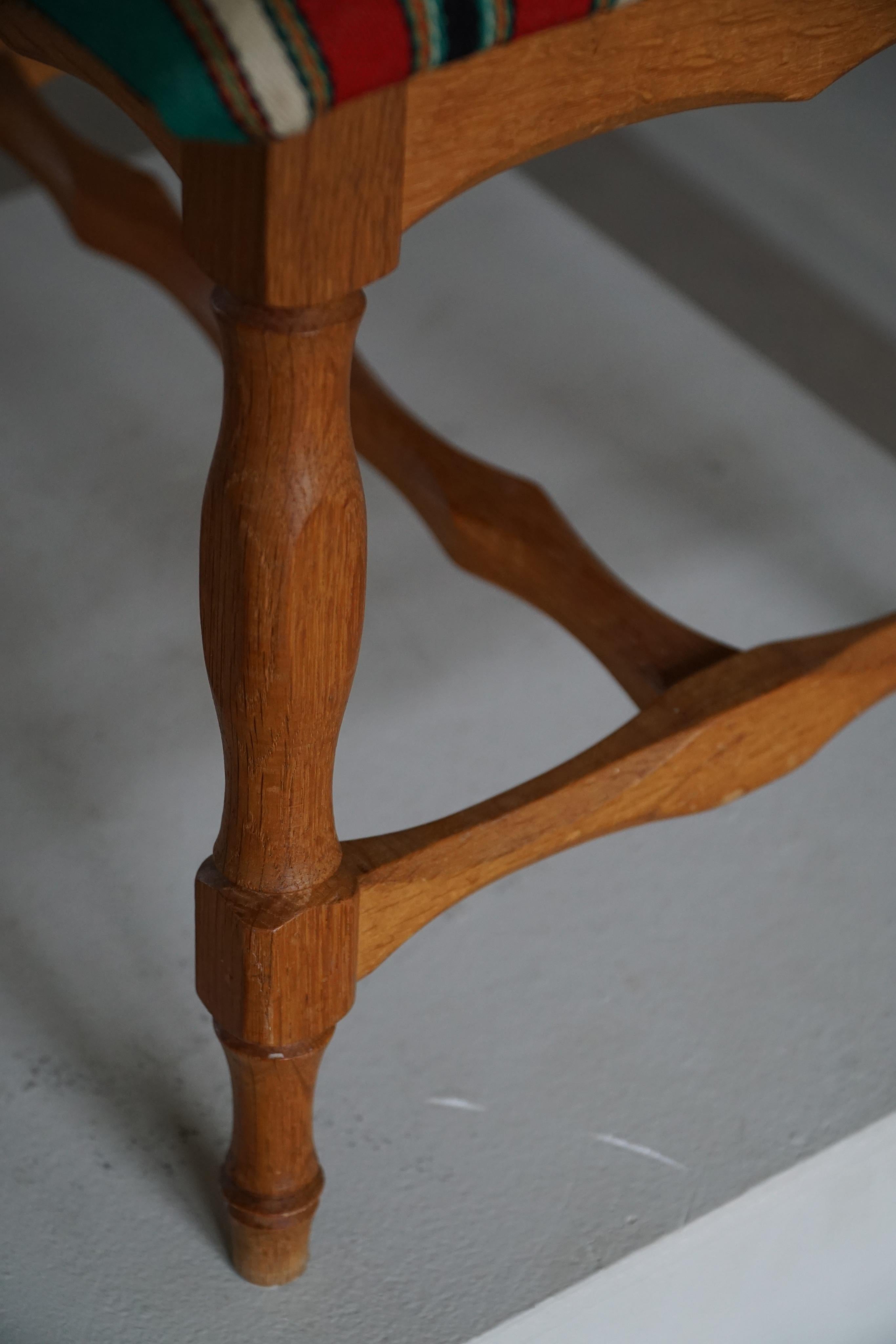 20th Century Stool in Oak and Fabric by a Danish Cabinetmaker, 1950s For Sale