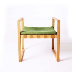 Sgabello in Oak con tessuto originale di Åke Fribyter, Svezia