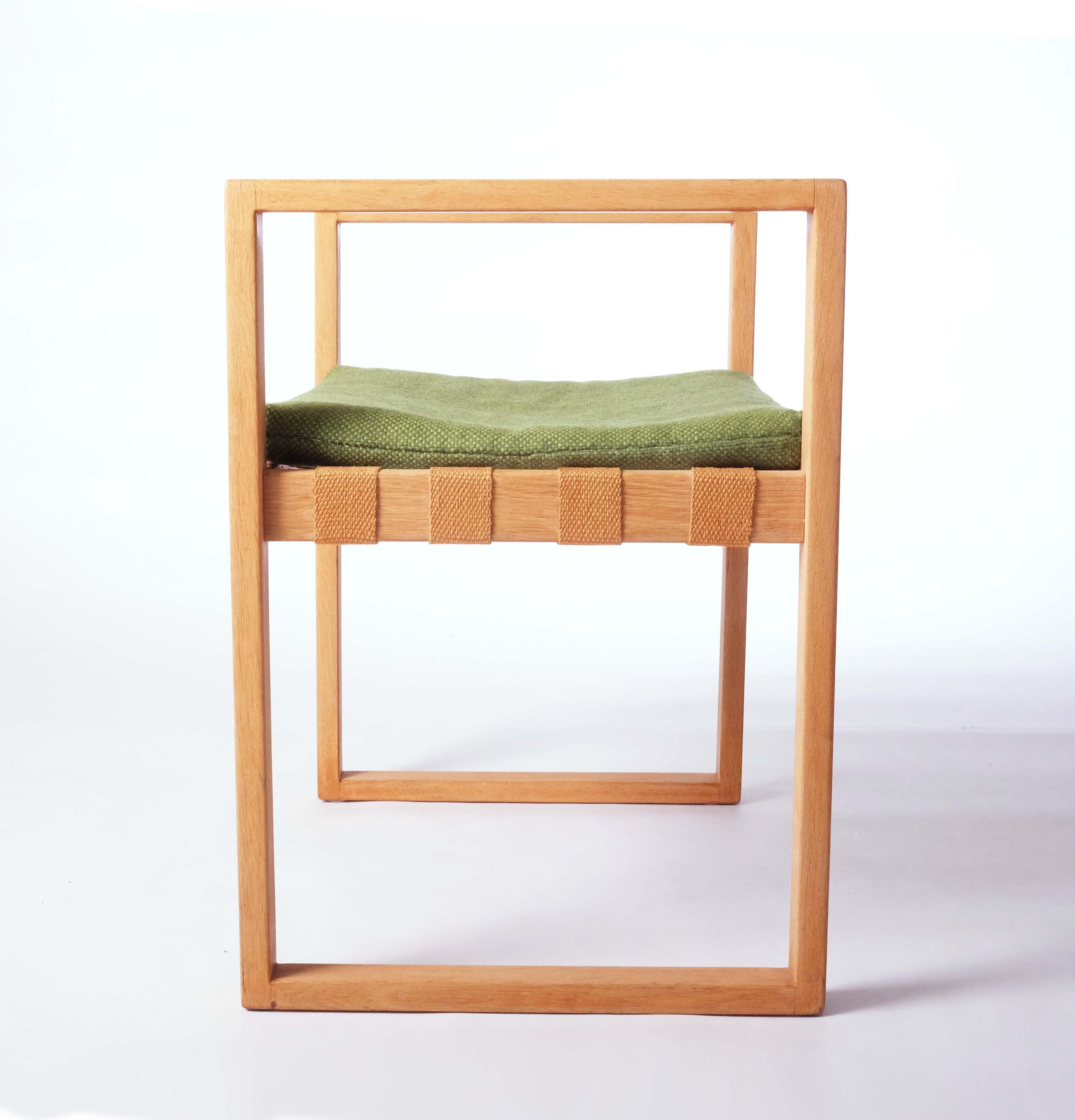 Mid-20th Century Stool in Oak with Original Fabric by Åke Fribyter, Sweden For Sale