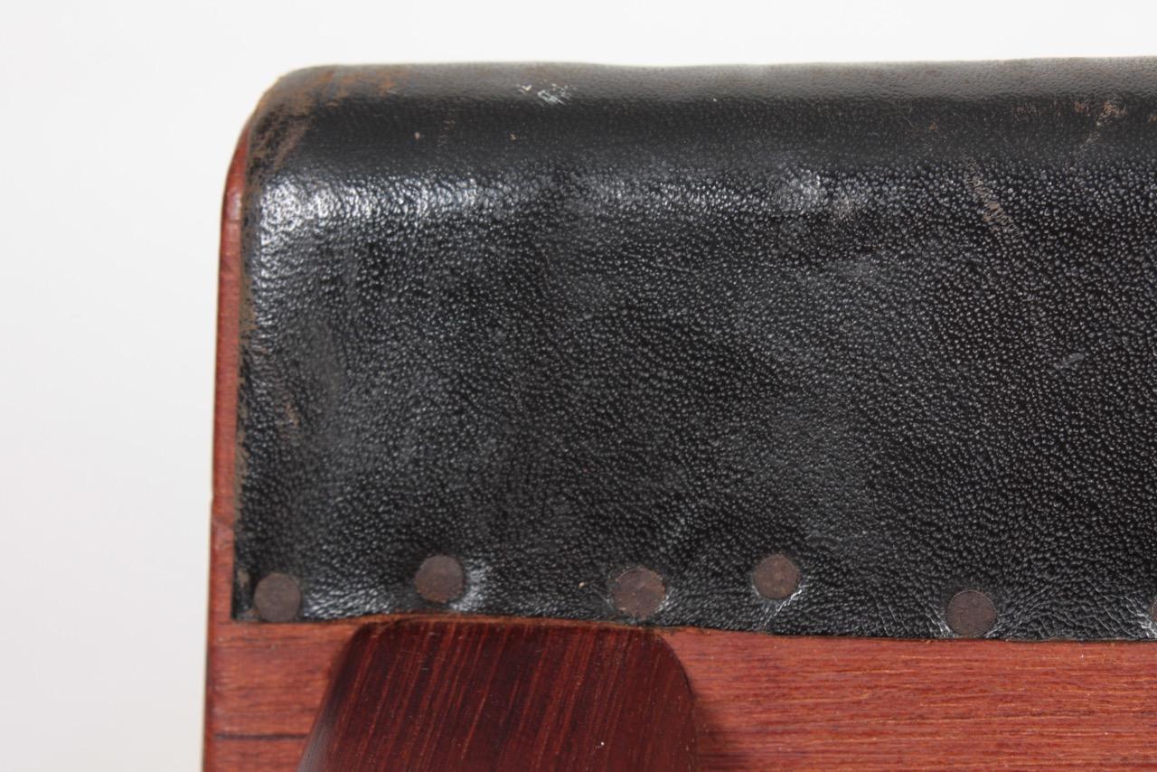 Stool in Patinated Leather Designed by Ejner Larsen & Bender Madsen, 1950s 3