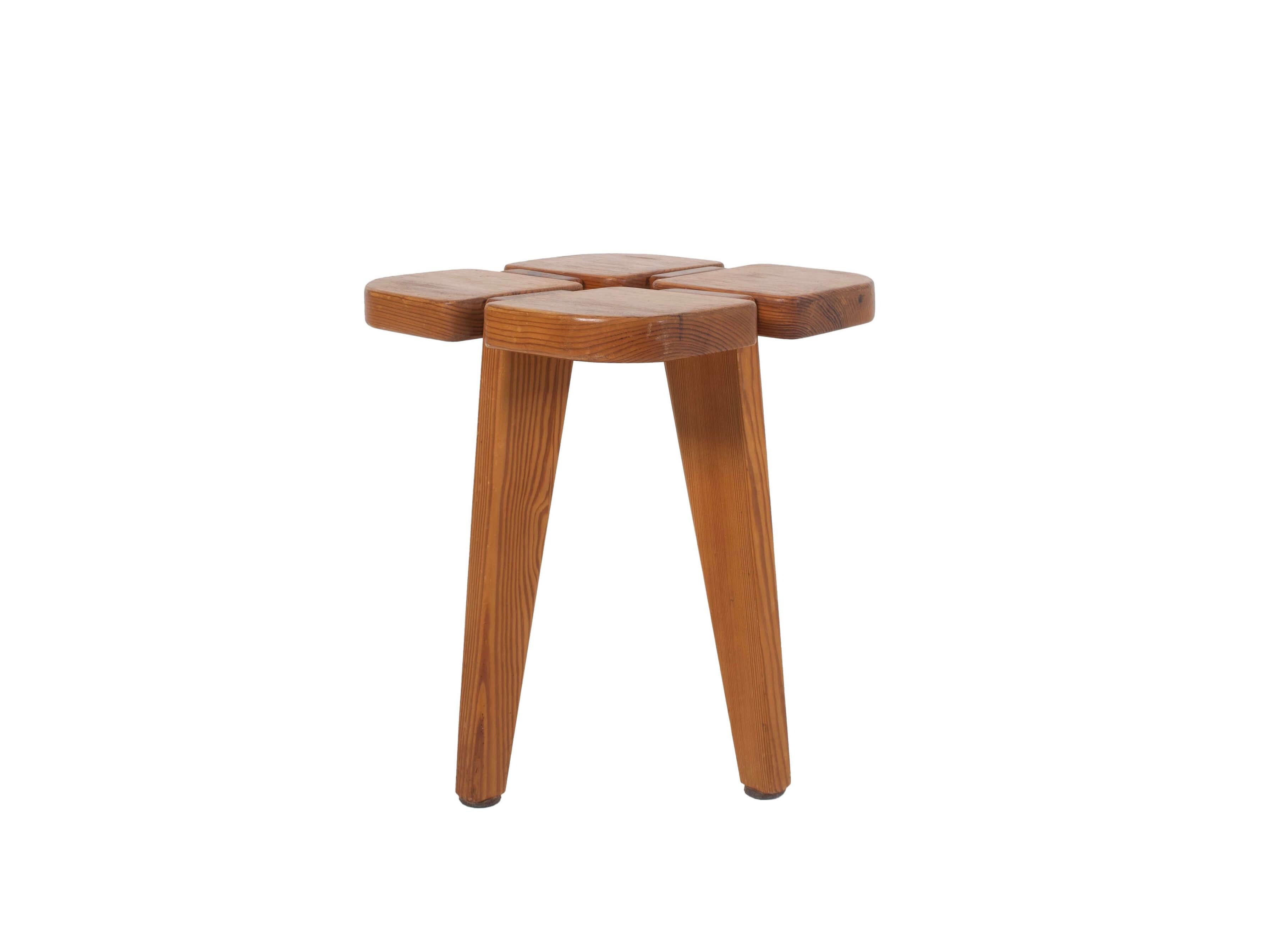 Scandinavian Modern Stool in Pine by Lisa Johansson-Pape, Model Apila, Finland 1970s