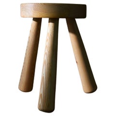 Vintage Stool in Pine Wood by Ingvar Hildingsson