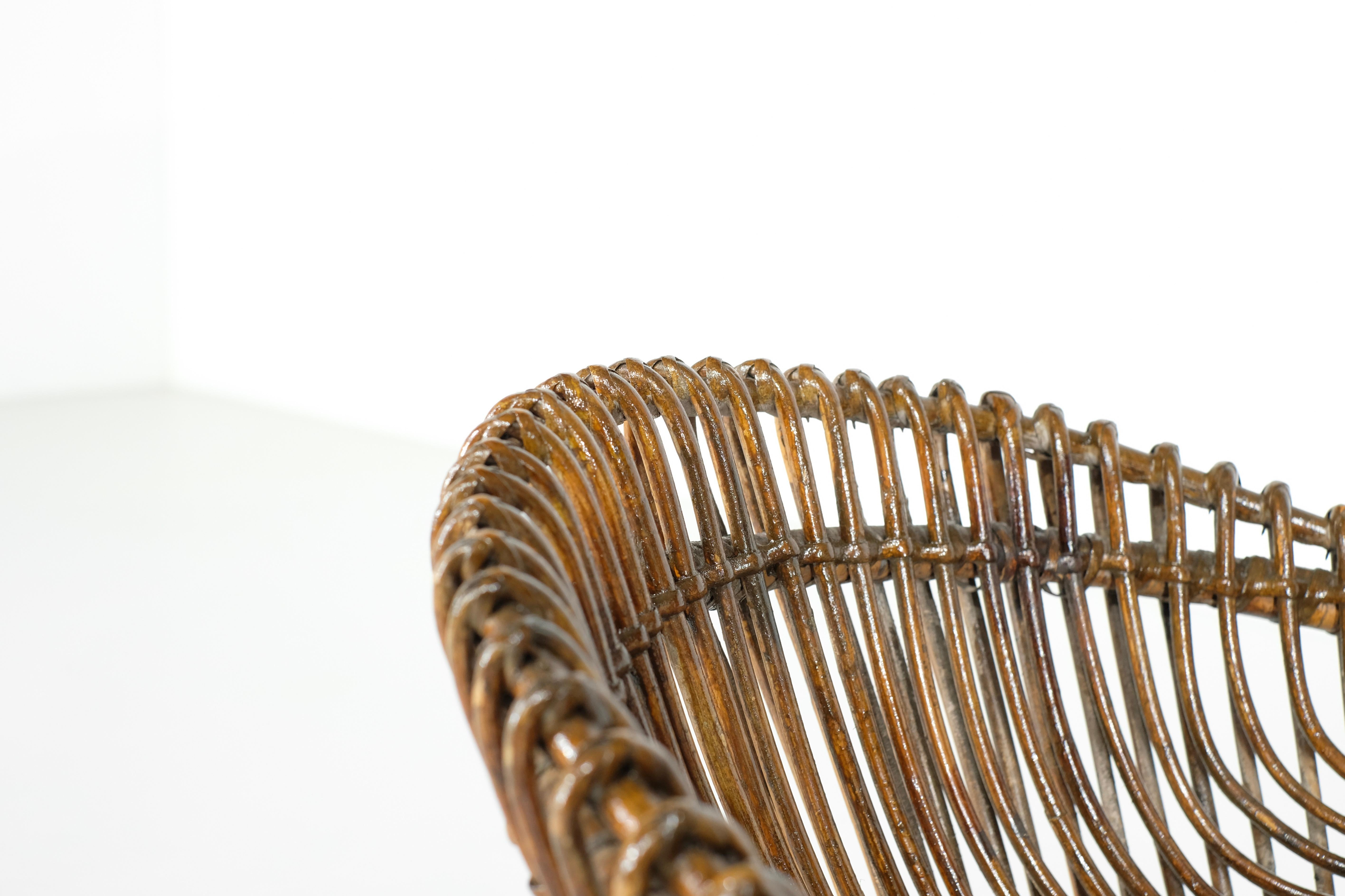 Sgabello in stile rattan Franco Albini Italia, anni '60. in vendita 4