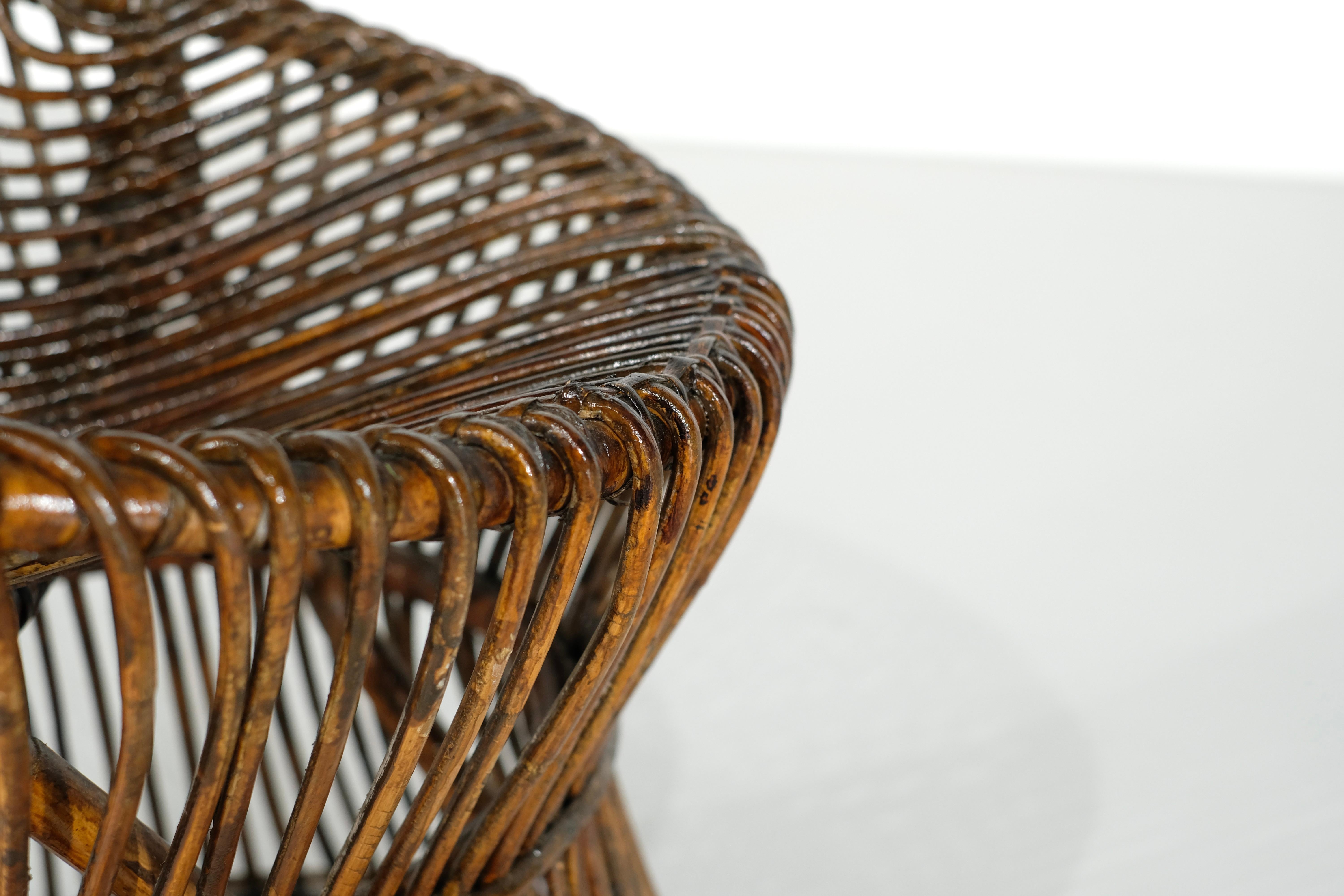 Sgabello in stile rattan Franco Albini Italia, anni '60. in vendita 6