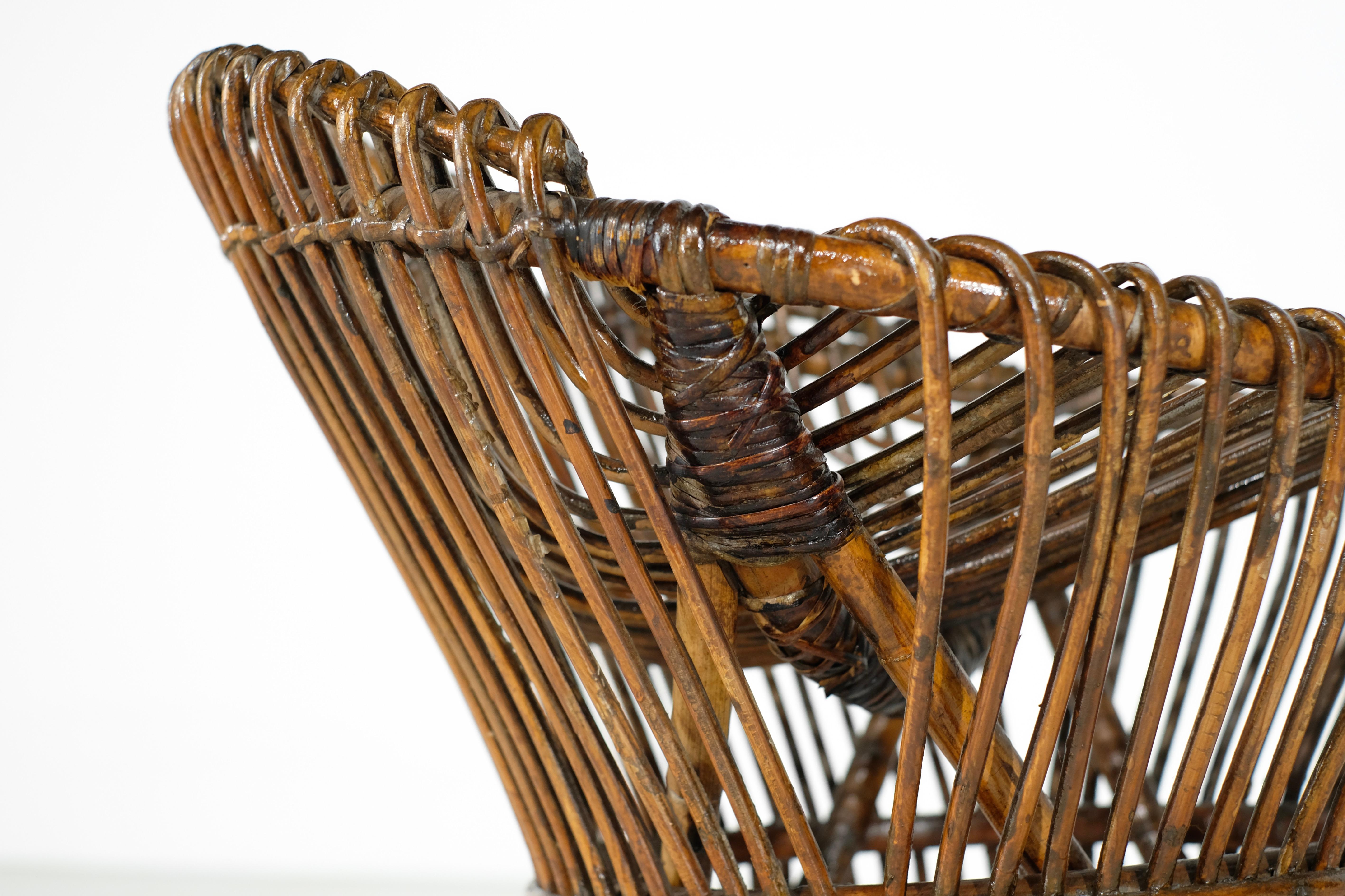 Sgabello in stile rattan Franco Albini Italia, anni '60. in vendita 7