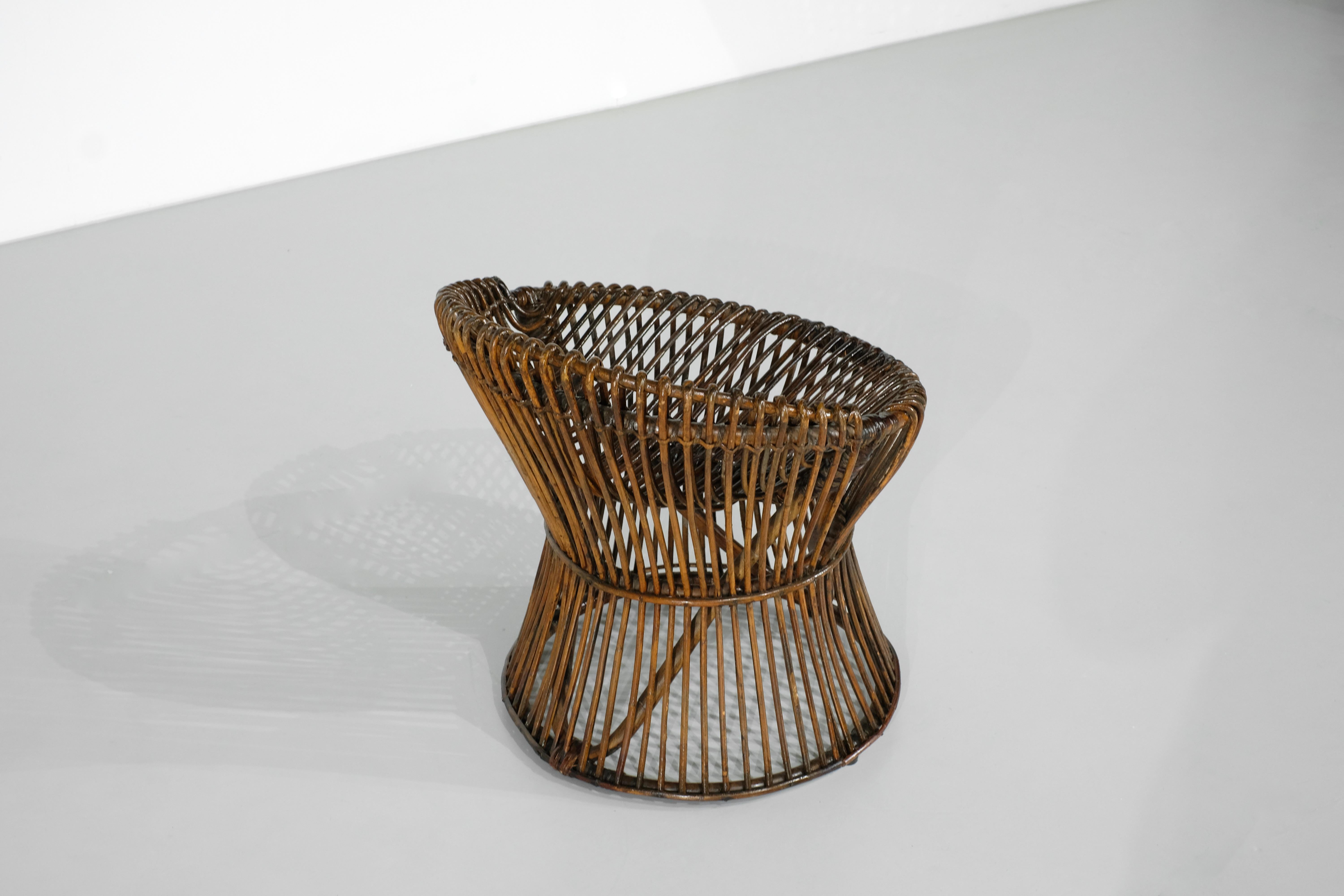 Sgabello in stile rattan Franco Albini Italia, anni '60. in vendita 9