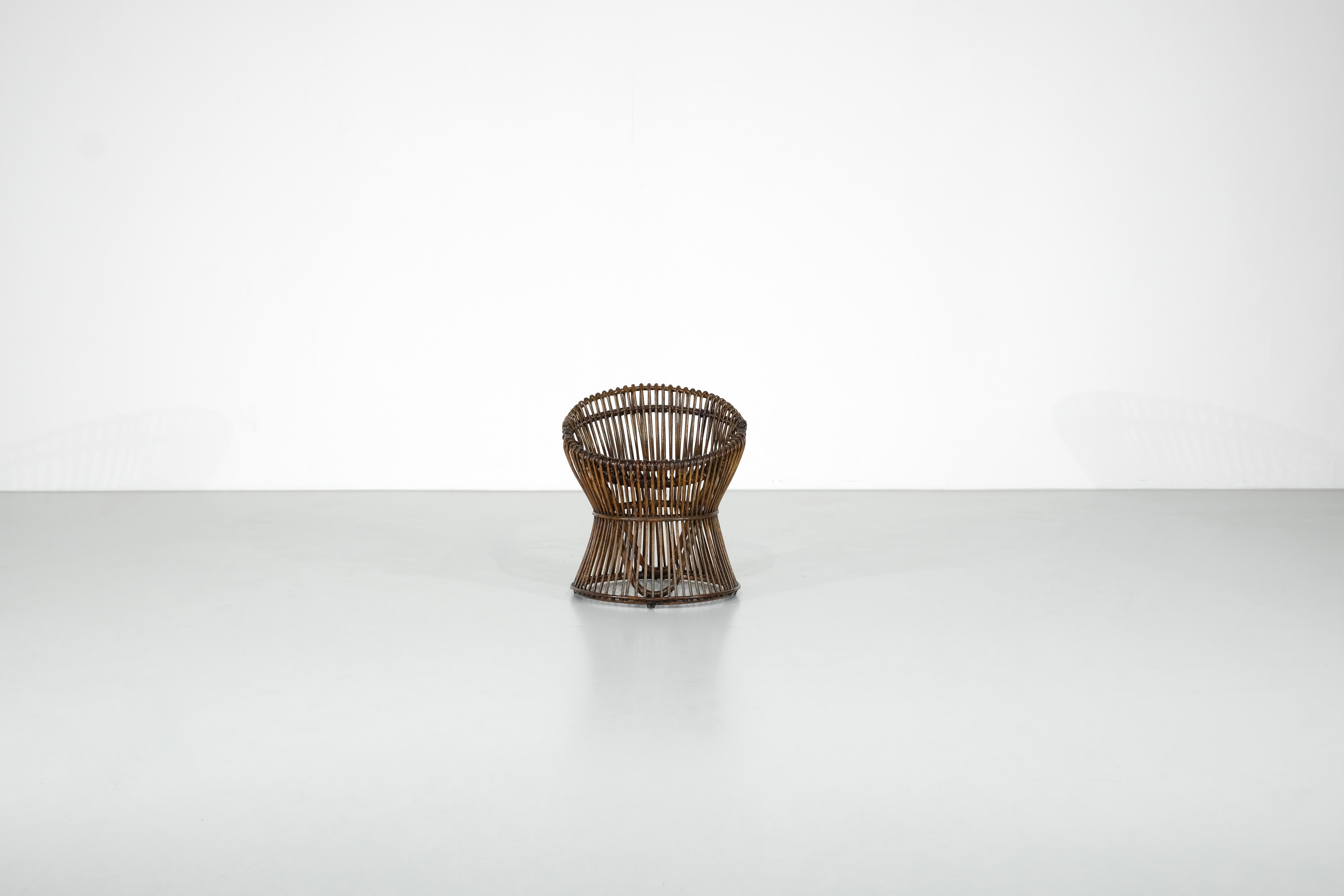 Italiano Sgabello in stile rattan Franco Albini Italia, anni '60. in vendita