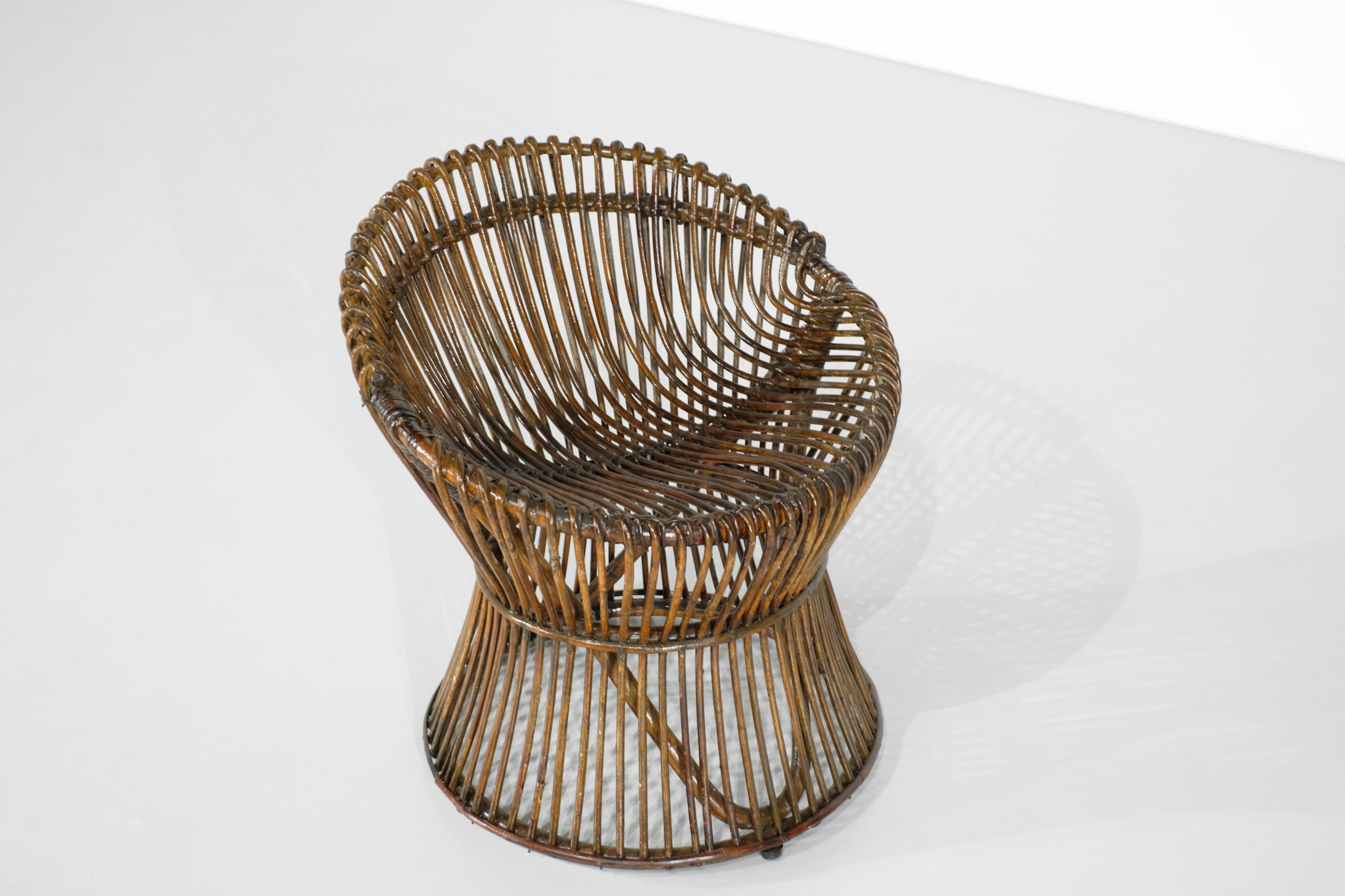 Sgabello in stile rattan Franco Albini Italia, anni '60. in vendita 1
