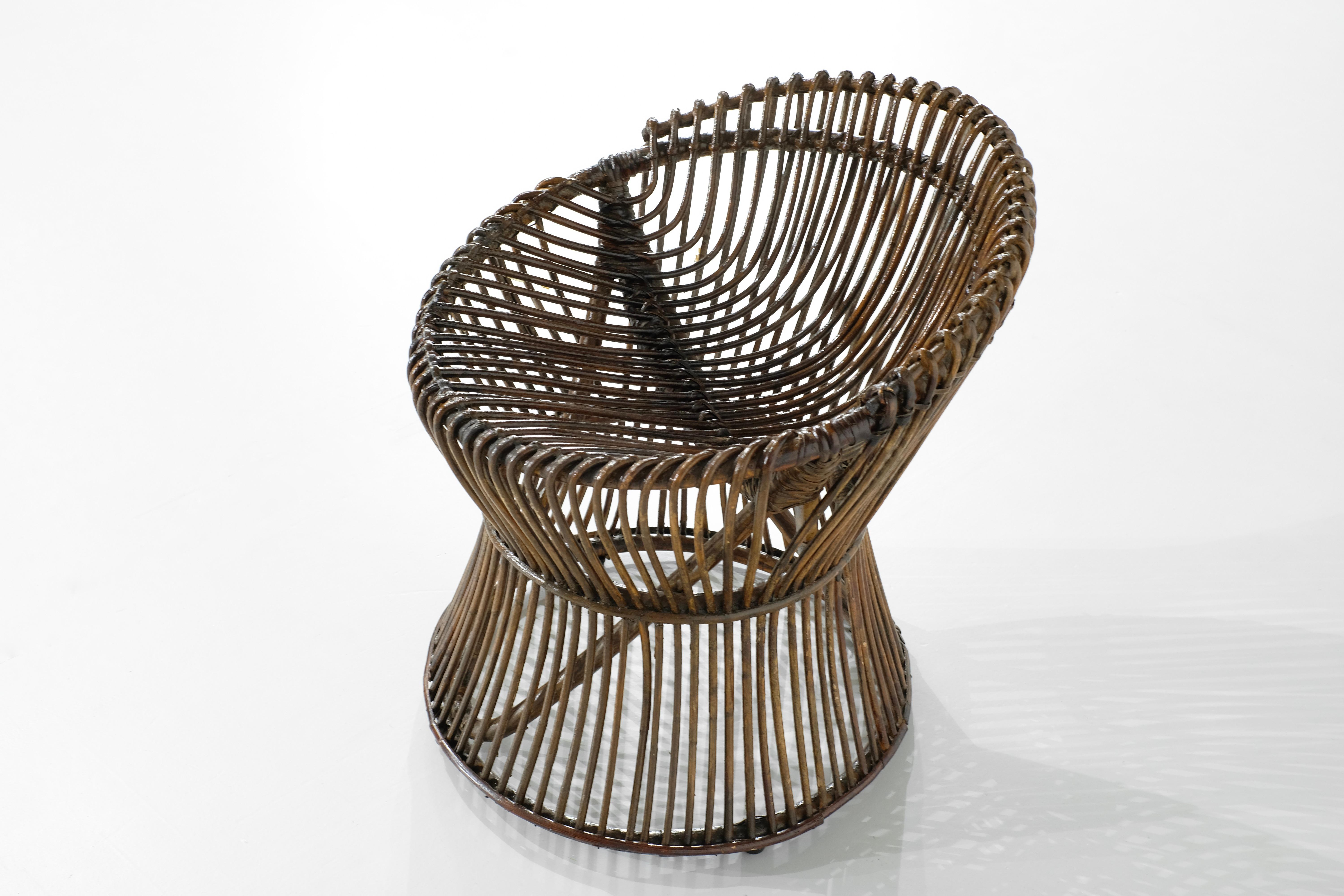 Sgabello in stile rattan Franco Albini Italia, anni '60. in vendita 3