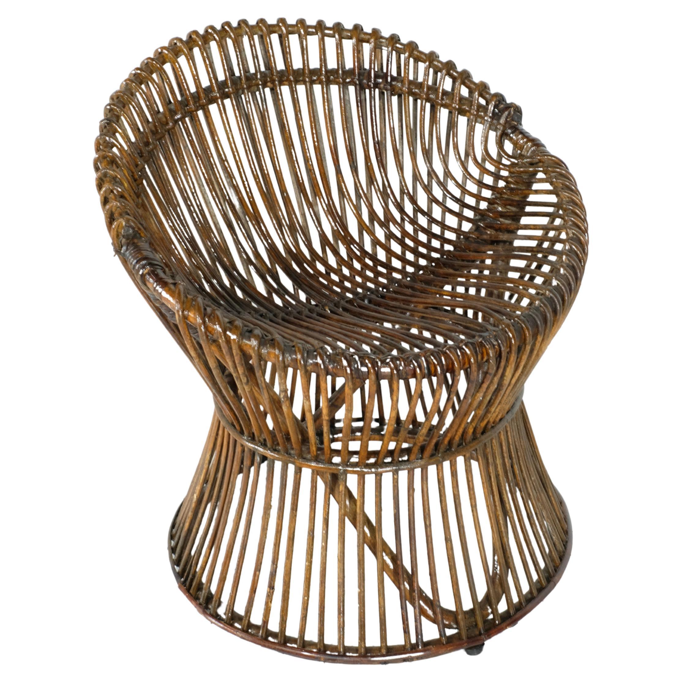 Stool in Rattan Style Franco Albini Italy, 1960s.