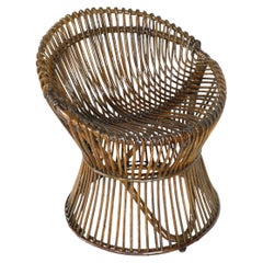 Stool in Rattan Style Franco Albini Italy, 1960s.