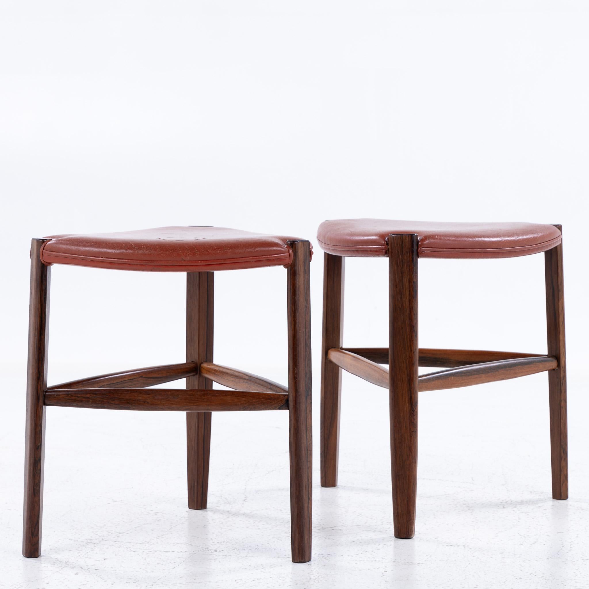 Taburete de palisandro de Tove & Edvard Kindt-Larsen Cuero en venta