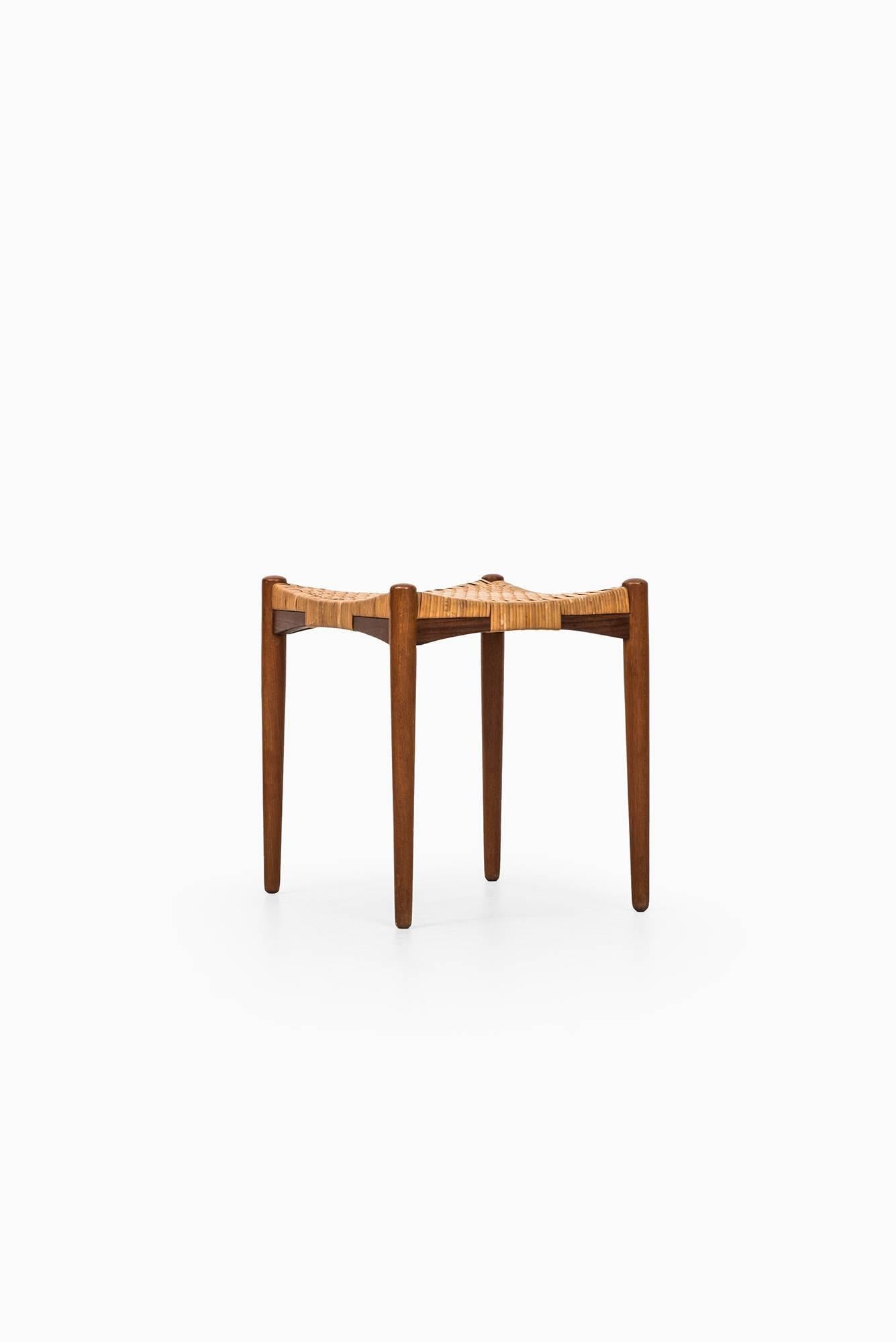 Mid-20th Century Stool in Teak and Cane Attributed to Aksel Bender Madsen & Ejnar Larsen For Sale