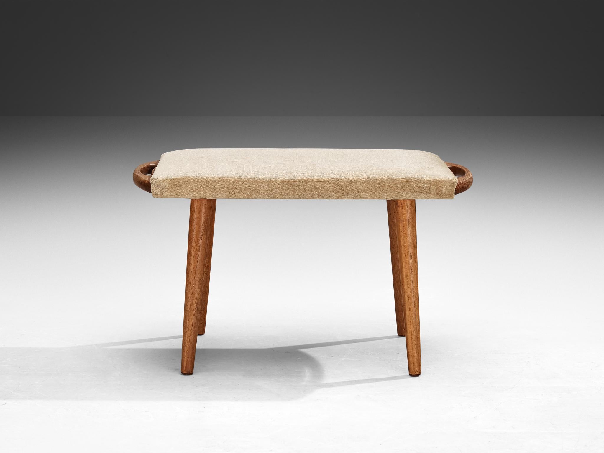 Mid-20th Century Stool in Teak and Yellow Upholstery  For Sale