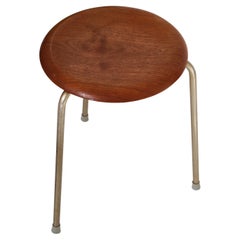 Stool in Teak Plywood and Steel by Fritz Hansen, Copenhagen, 1960s