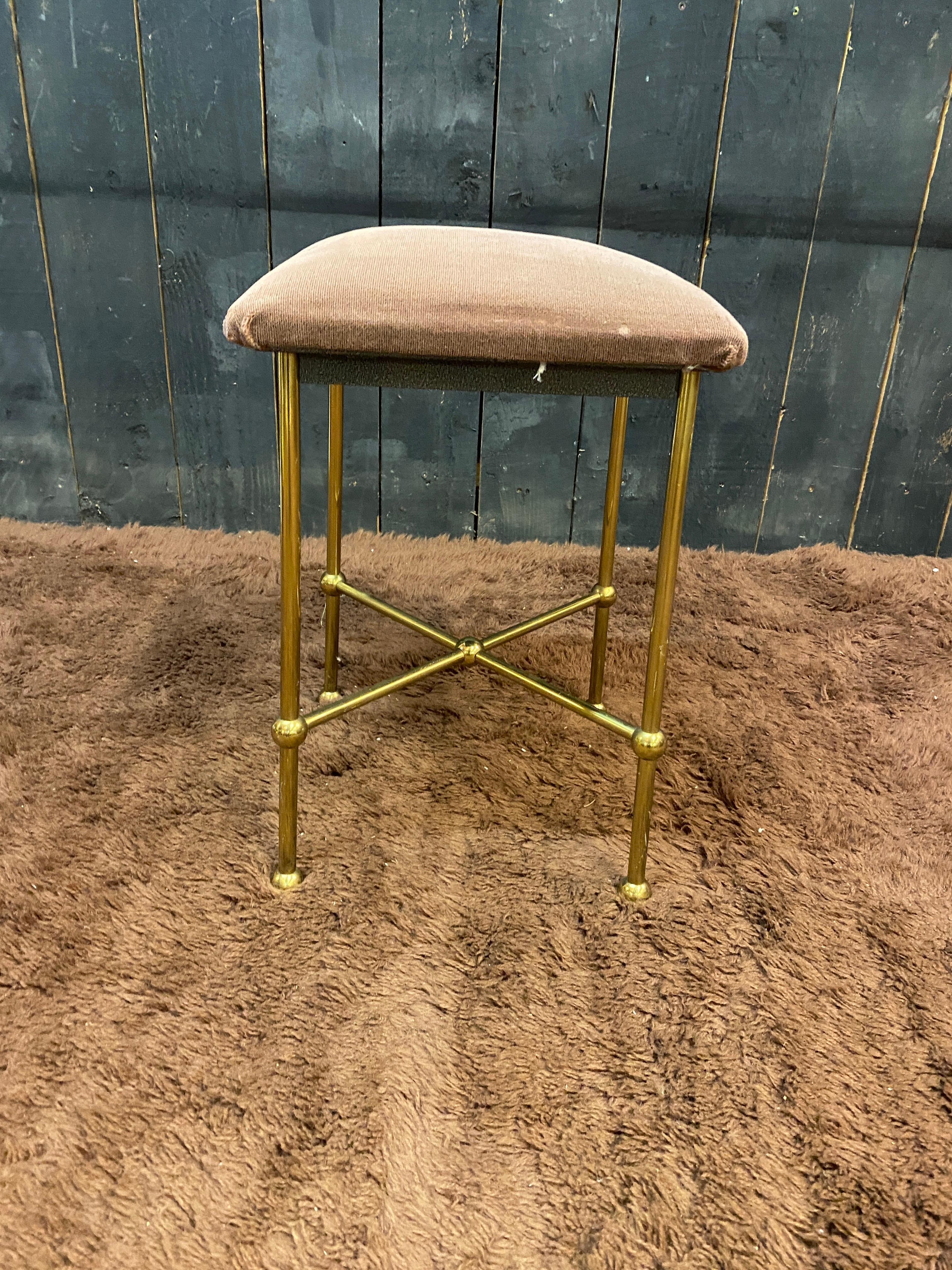 stool in the Baguès style, Jansen, high quality brass base For Sale 4