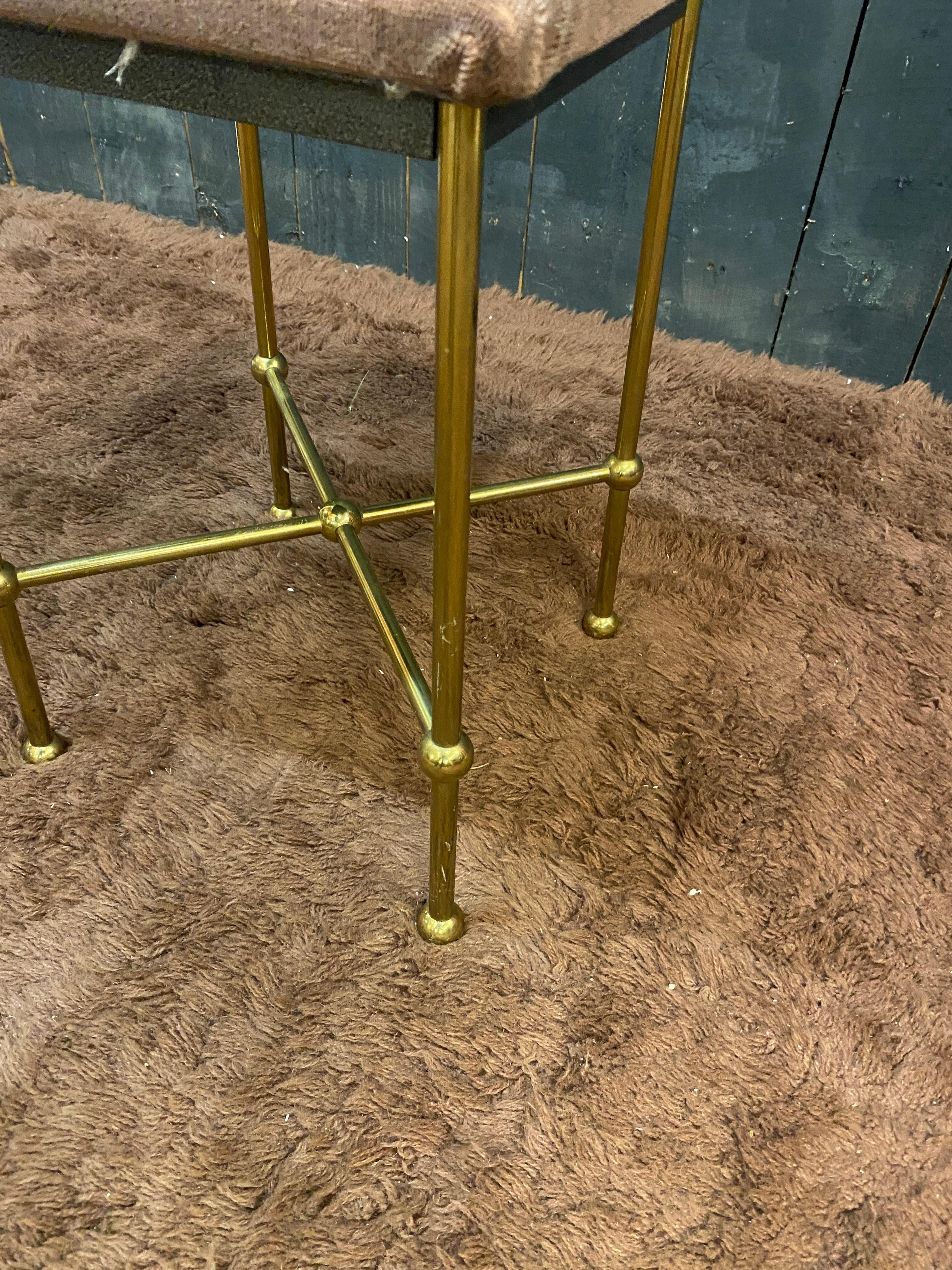 stool in the Baguès style, Jansen, high quality brass base In Good Condition For Sale In Saint-Ouen, FR