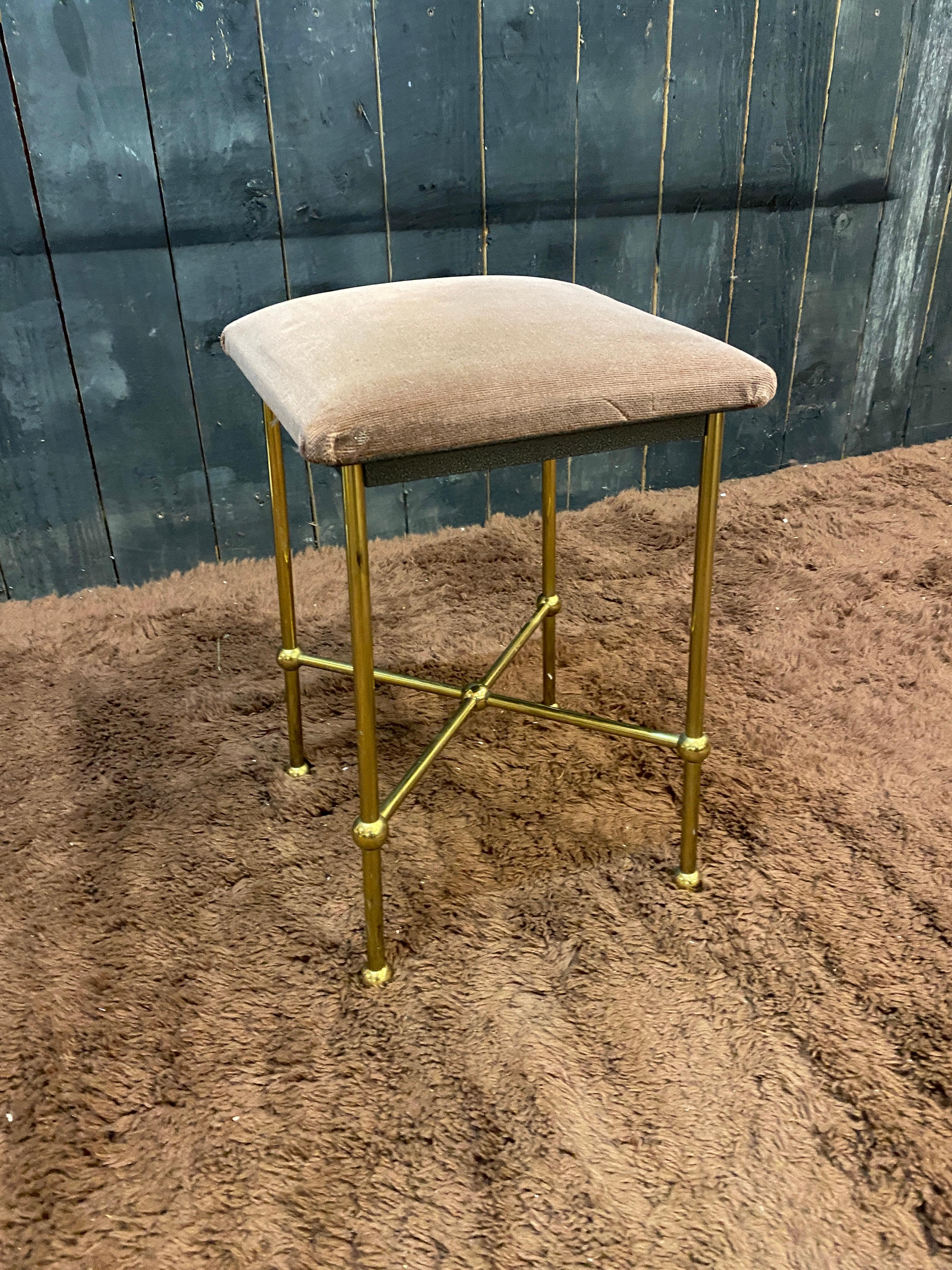 20th Century stool in the Baguès style, Jansen, high quality brass base For Sale
