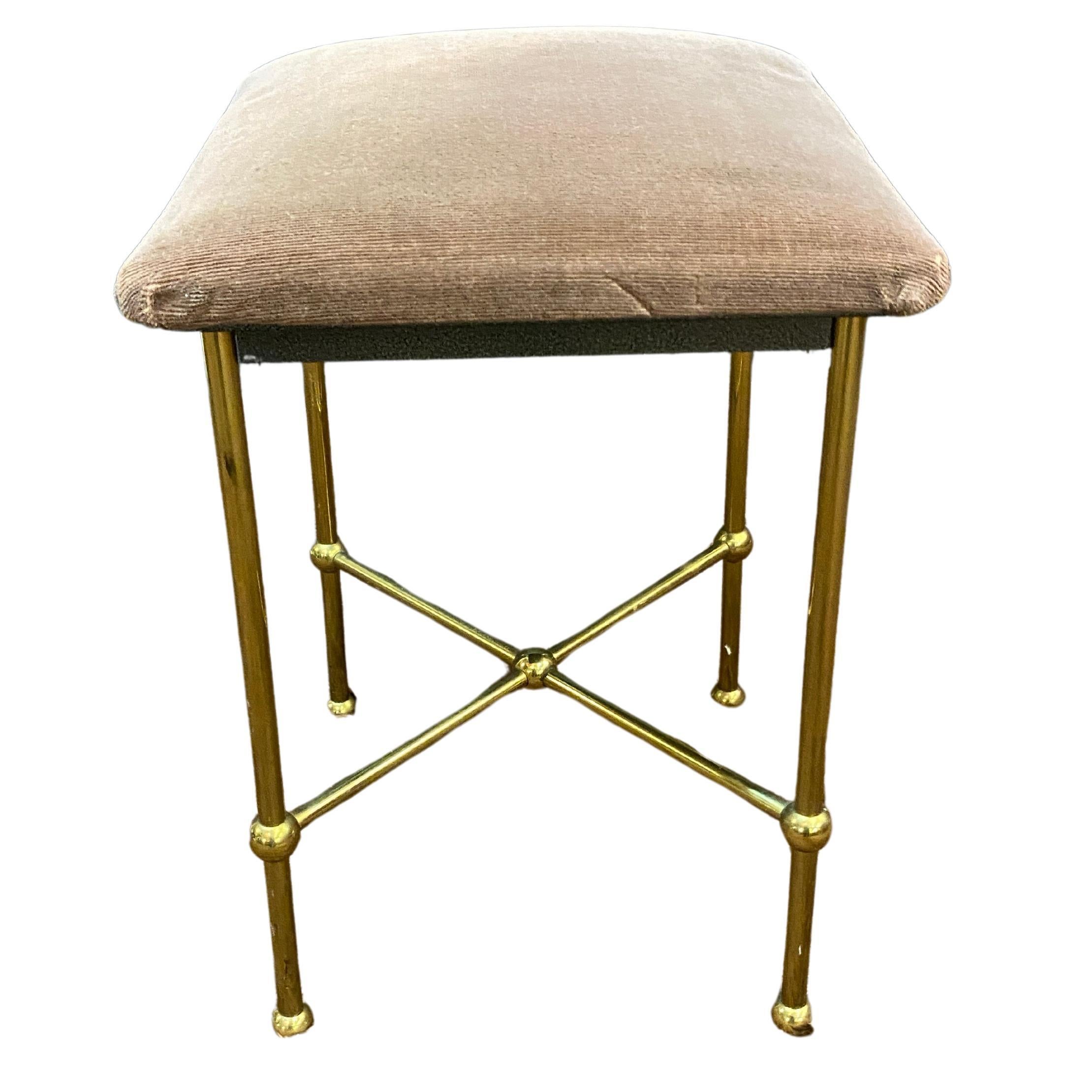 stool in the Baguès style, Jansen, high quality brass base For Sale