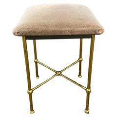 Vintage stool in the Baguès style, Jansen, high quality brass base