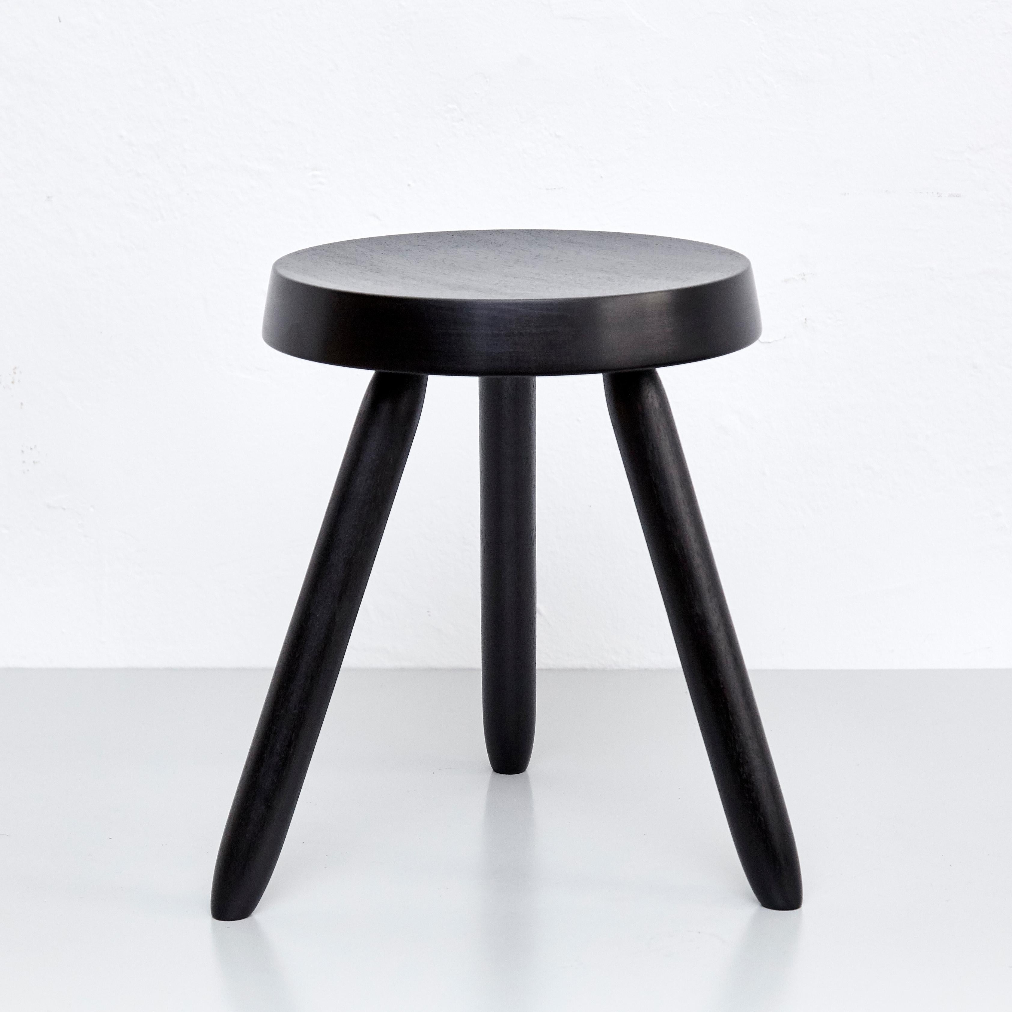 Stool designed in the style of Charlotte Perriand.
Made by unknown manufacturer.

We offer free worldwide shipping for this piece.

In good original condition, preserving a beautiful patina, with minor wear consistent with age and use. 

Charlotte