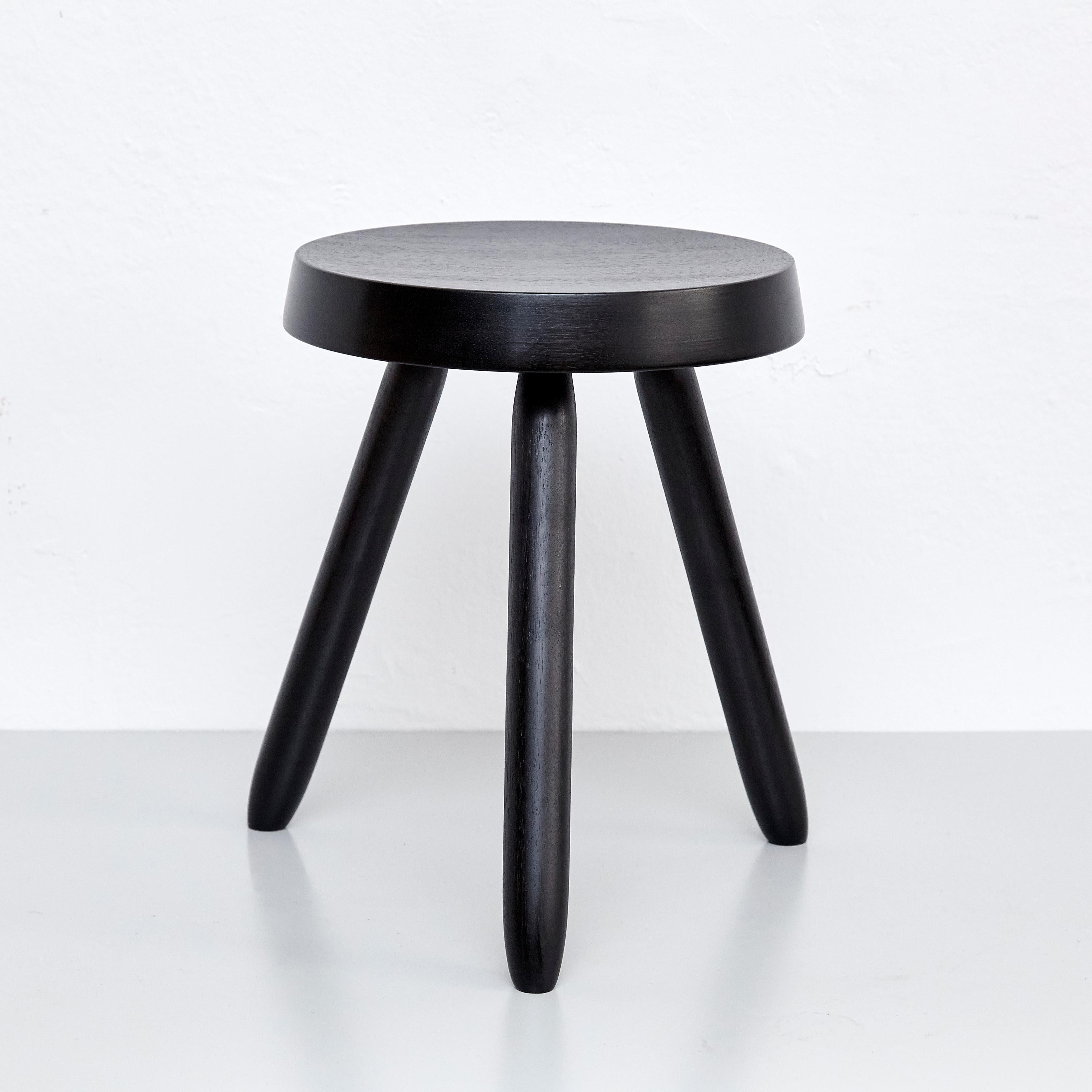 Mid-Century Modern After Charlotte Perriand, Mid Century Modern Black Wood Stool - Free Shipping