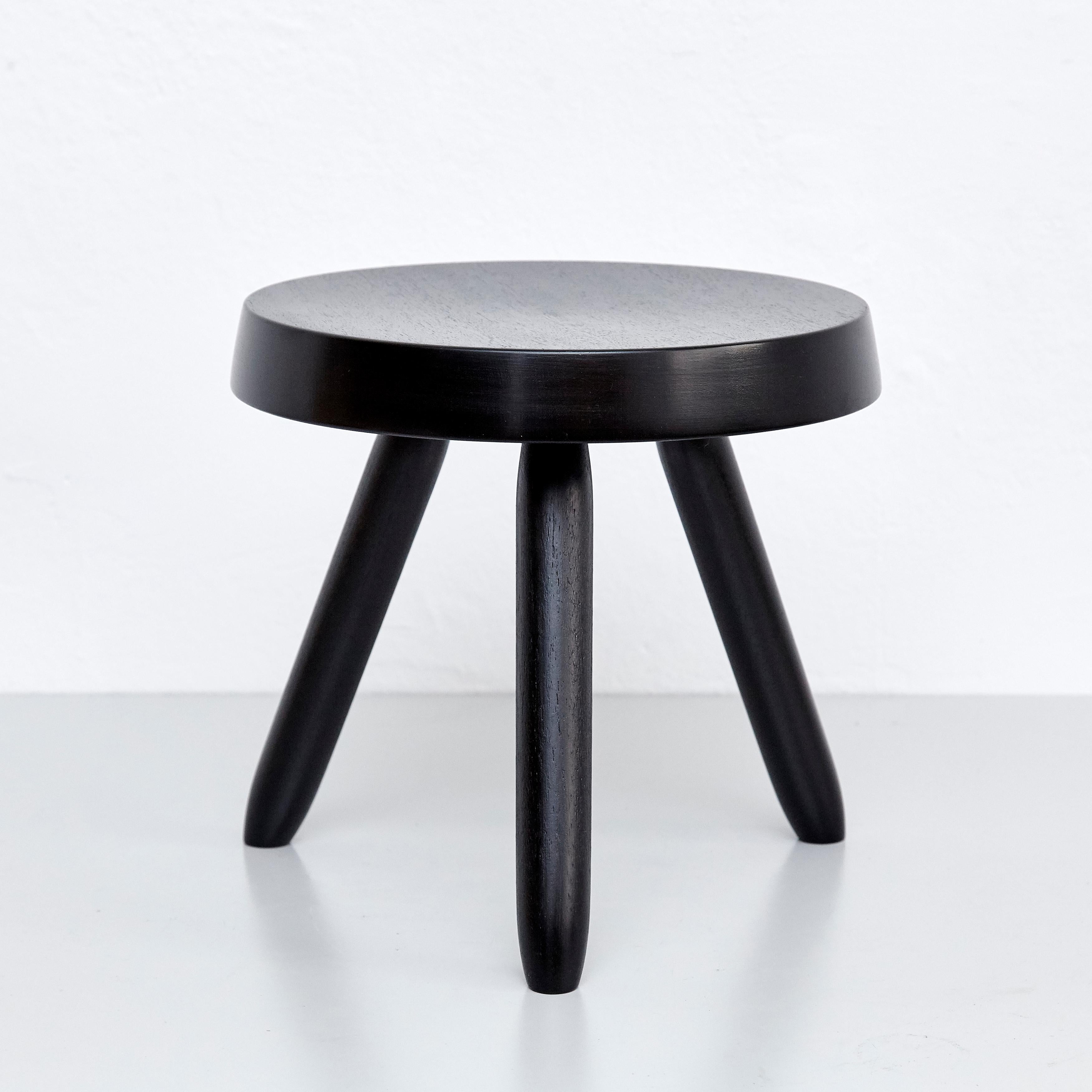 Mid-Century Modern After Charlotte Perriand, Mid Century Modern Black Wood Stool - Free Shipping
