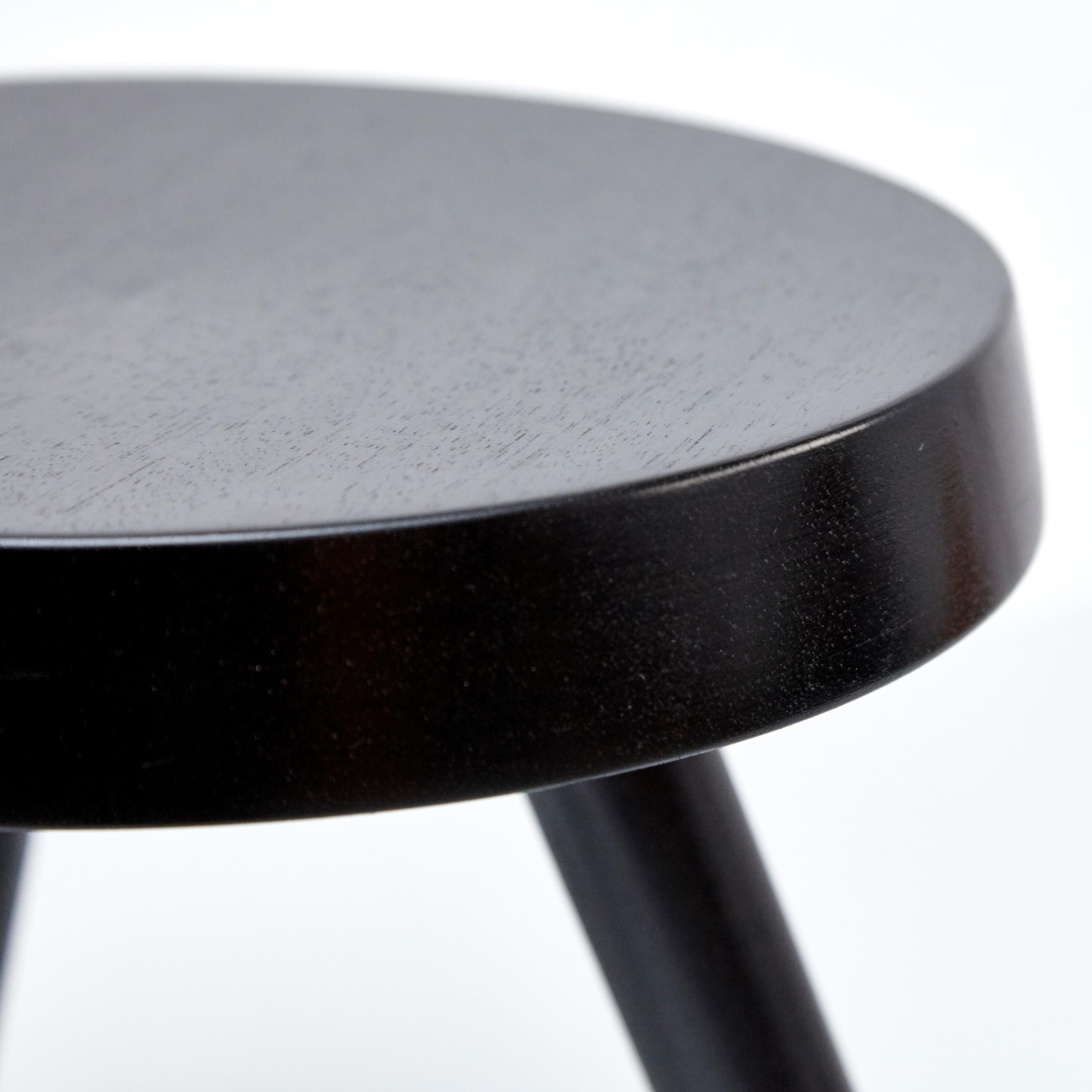 Late 20th Century After Charlotte Perriand, Mid Century Modern Black Wood Stool - Free Shipping