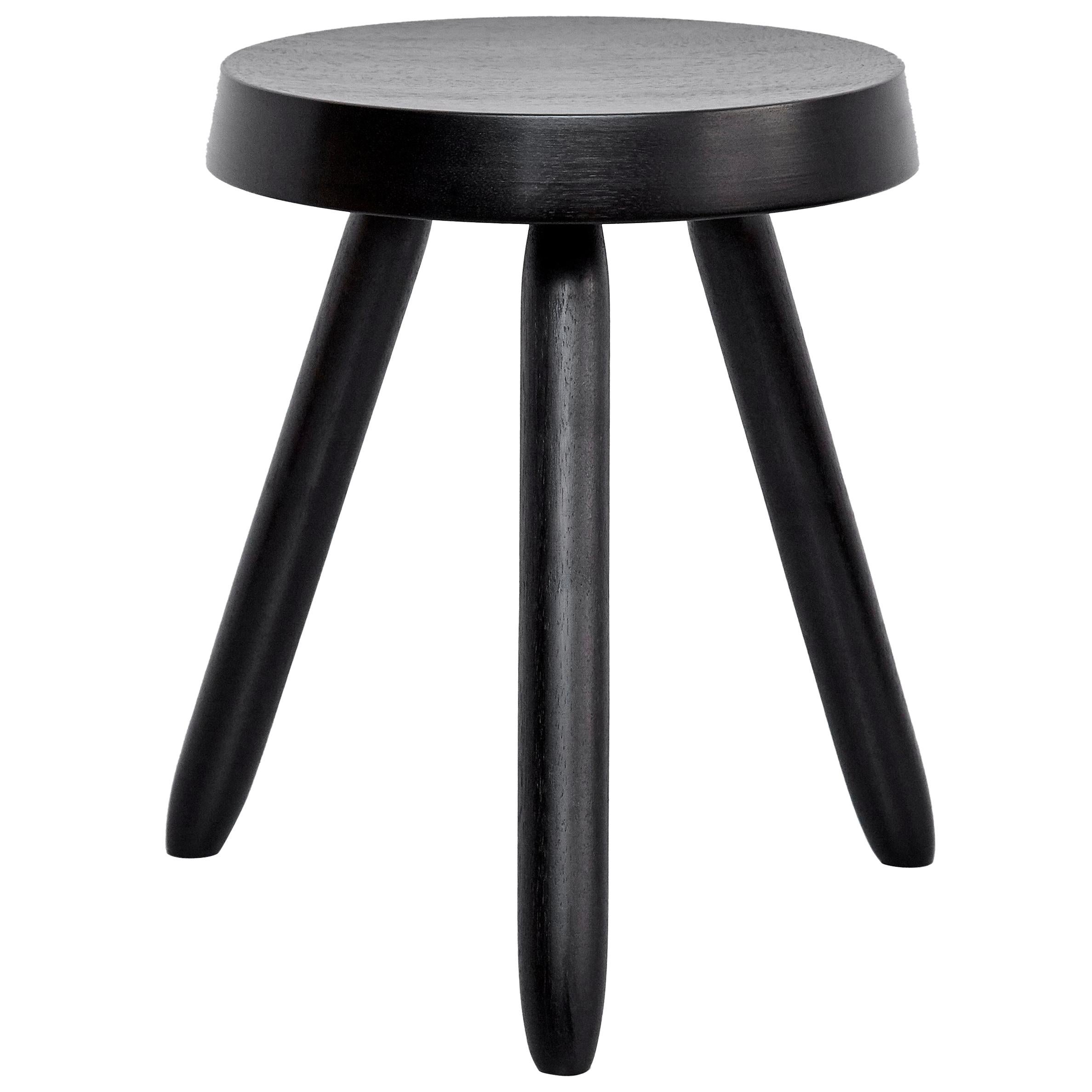After Charlotte Perriand, Mid Century Modern Black Wood Stool - Free Shipping