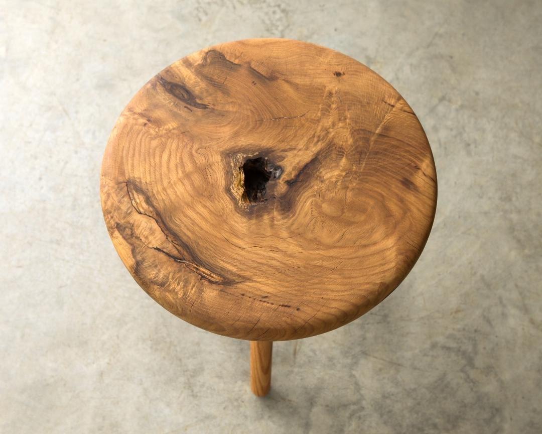 American Stool in White Oak Burl by Michael Rozell, USA, 2021 For Sale