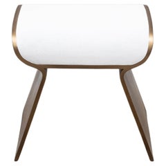 Stool in White Shagreen with Bronze Patina Brass Legs by Kifu Paris