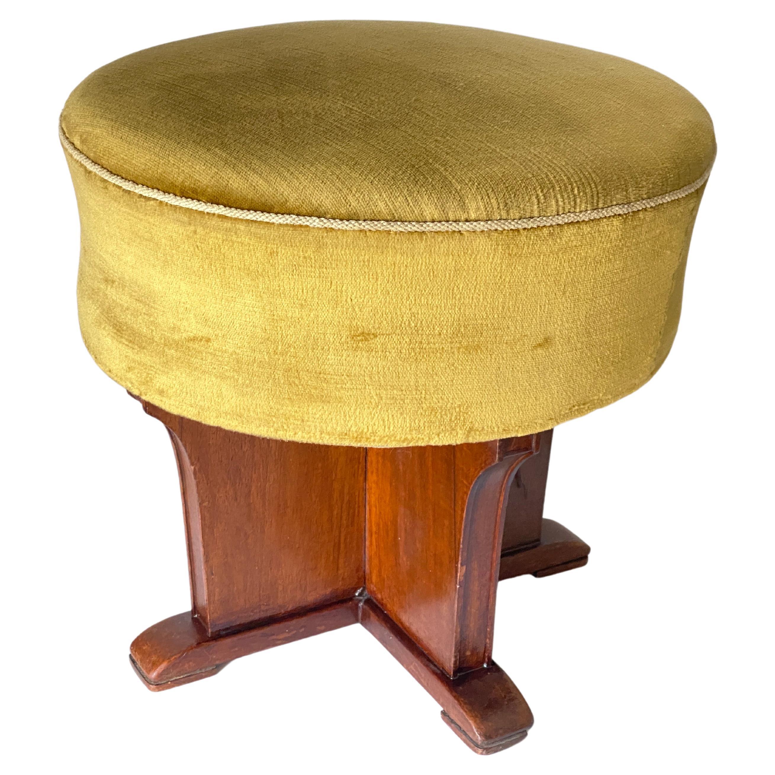 Stool in Wood and Fabric, England, 19th Century For Sale