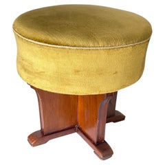 Stool in Wood and Fabric, England, 19th Century