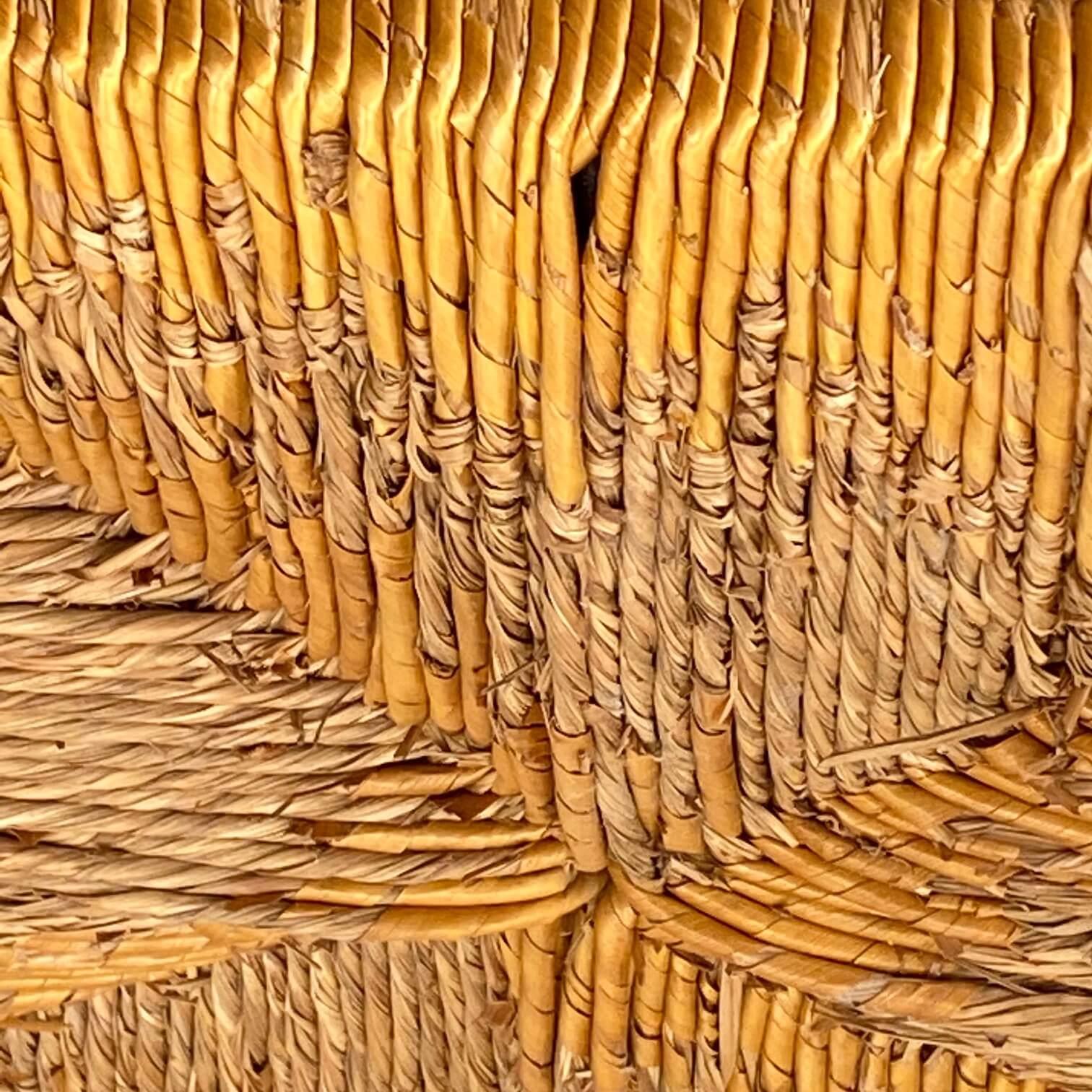 Stool in Wood and Straw, Brown and Yellow, France 1970, French Riviera 6