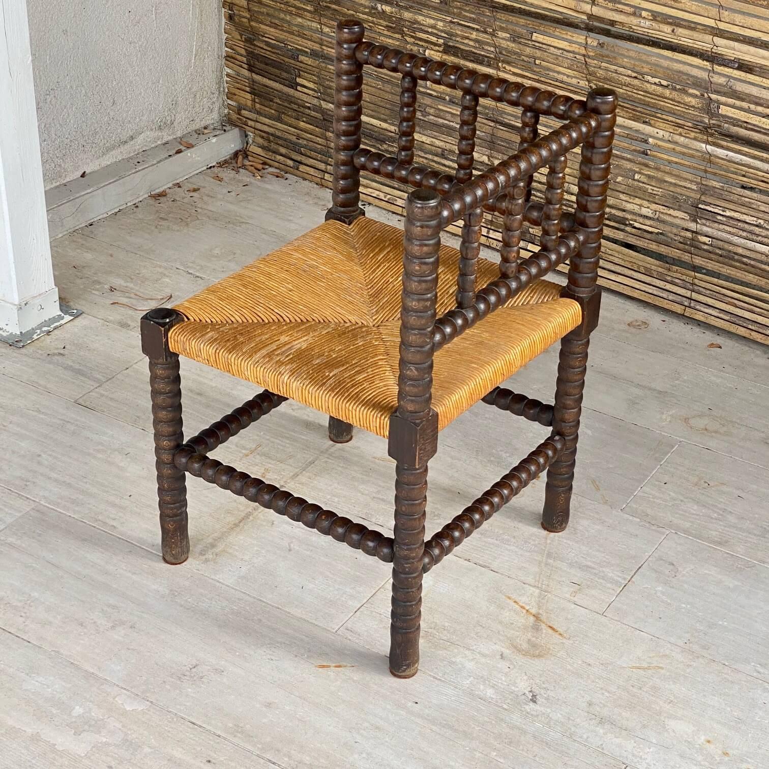 This stool in wood and straw. It has been made in the south of France in the 1960s. It is in the style of Charles Dudouyt, a well known, French designer, for this kind of realizations.
In good condition, not shaky.