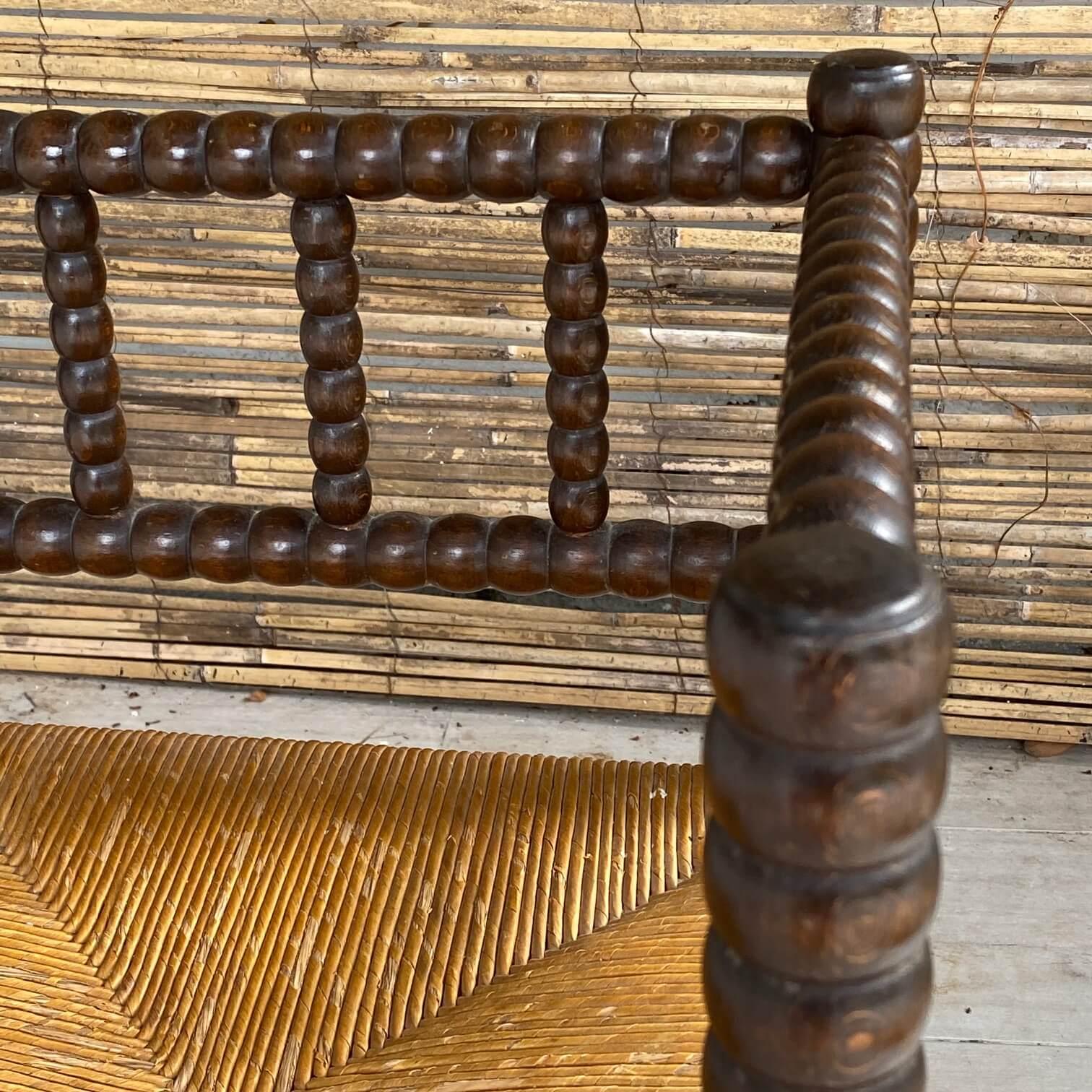 Stool in Wood and Straw, Brown and Yellow, France 1970, French Riviera 1