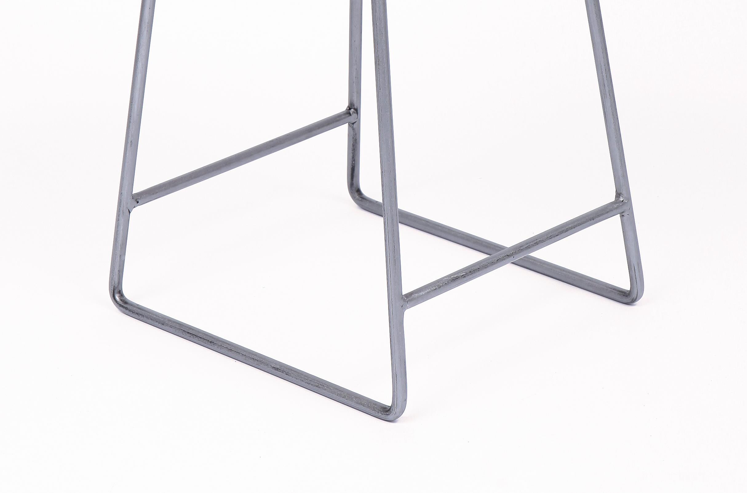 Contemporary Stool Metal Upcycled Boiler Grey and Red Handcrafted by Marta Torrent For Sale